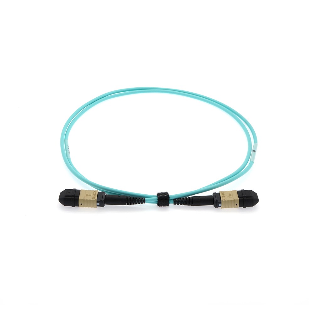5m Senko MPO/UPC F/F 12-Fiber Type A OM3 Multimode Fiber Optic Cable Aqua