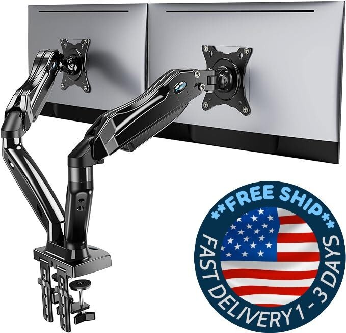 Soporte para monitor doble: soporte Vesa giratorio para montaje en escritorio.