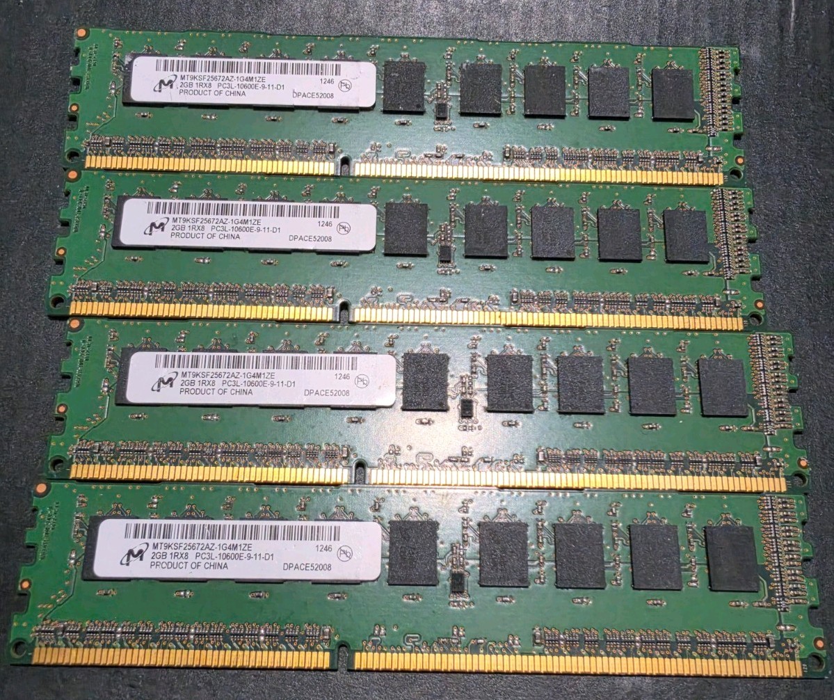 Micron 2GB DDR3 1RX8 PC3L-10600E-9-11-01   ( 8GB ) 2gbx4