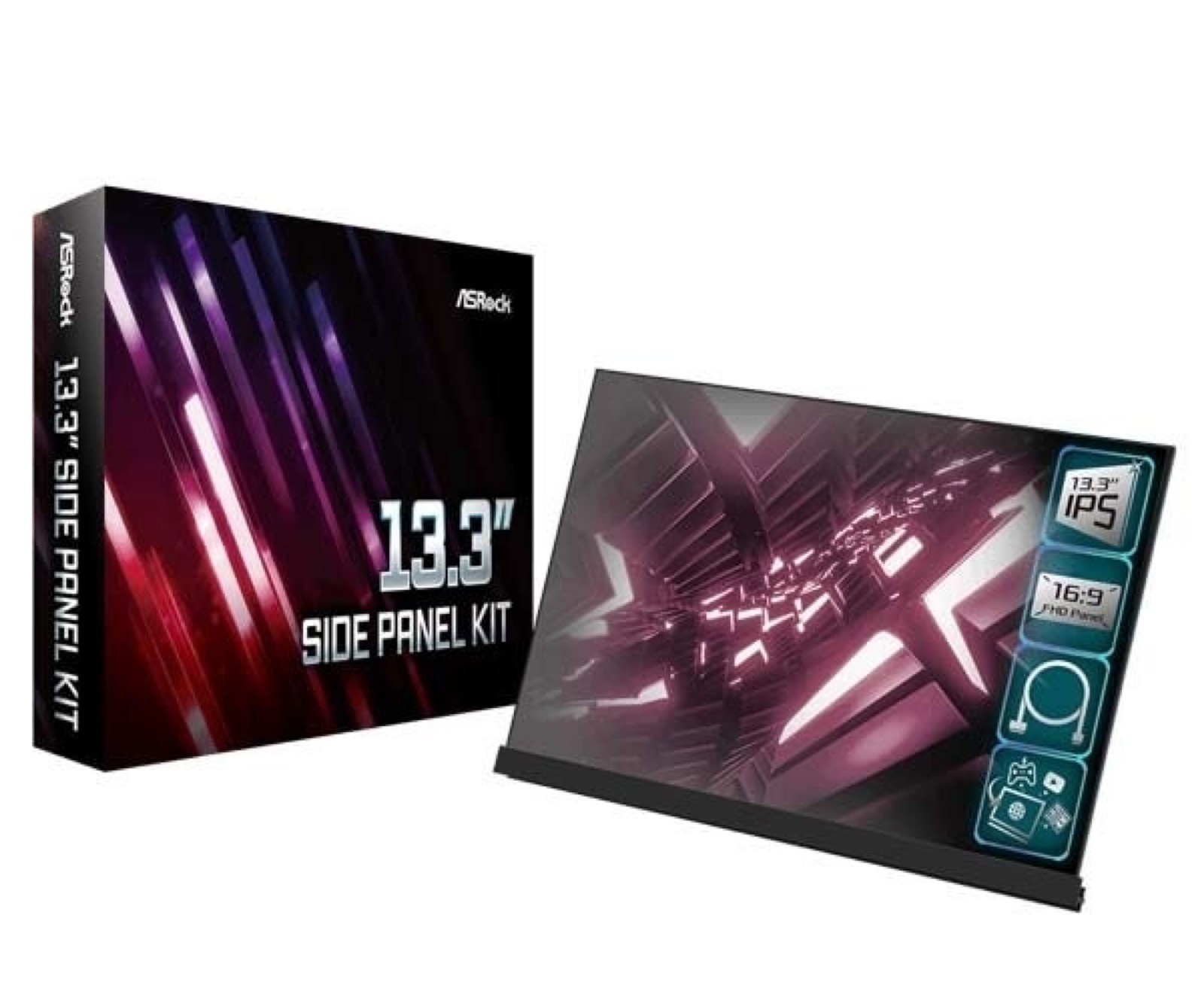 ASRock 13.3 SIDE PANEL KIT Full HD LCD Side Panel Kit for PC Cases NEW