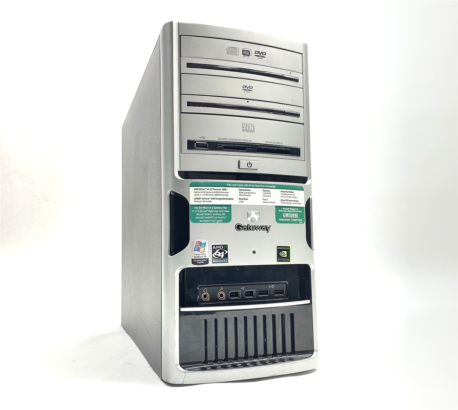 Gateway GM5089E Tower AMD Athlon 64 X2 3800+ 1GB NO/HDD Vintage PC Retro Desktop