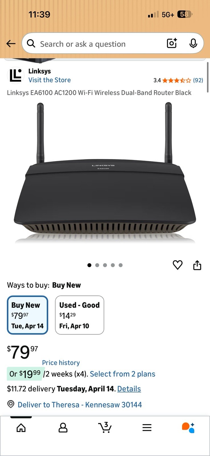 Linksys EA6100-VV Dual-Band Wireless AC1200 Smart Wi-Fi Router NEW SEALED IN BOX