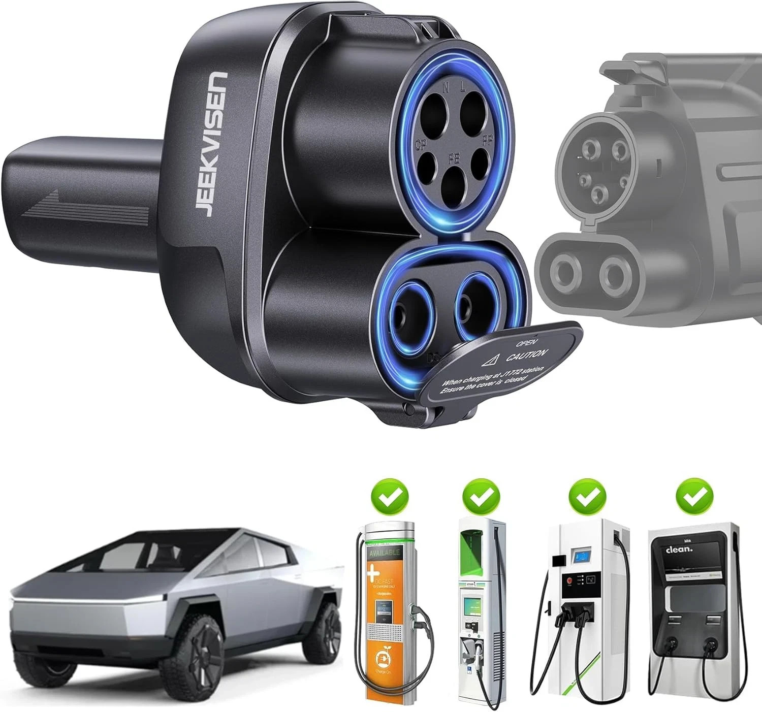 2025 Upgraded Cybertruck 2 In1 CCS & J1772 to Tesla (NACS) Adapter,250Kw Fast Ch