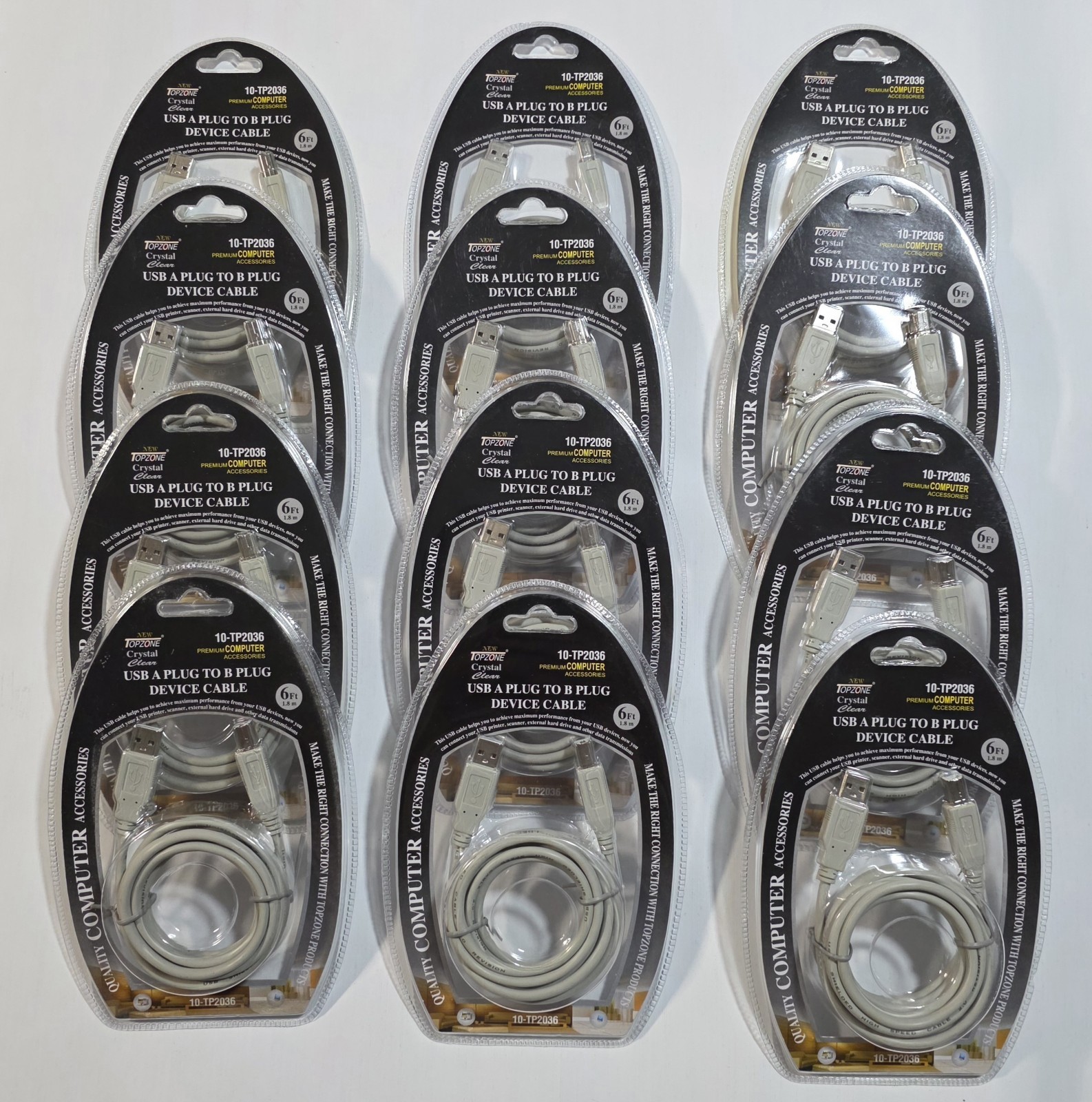 12 Pack 6ft USB Type A Plug to USB Type B Plug Device Cable Printer, Scanner, HD