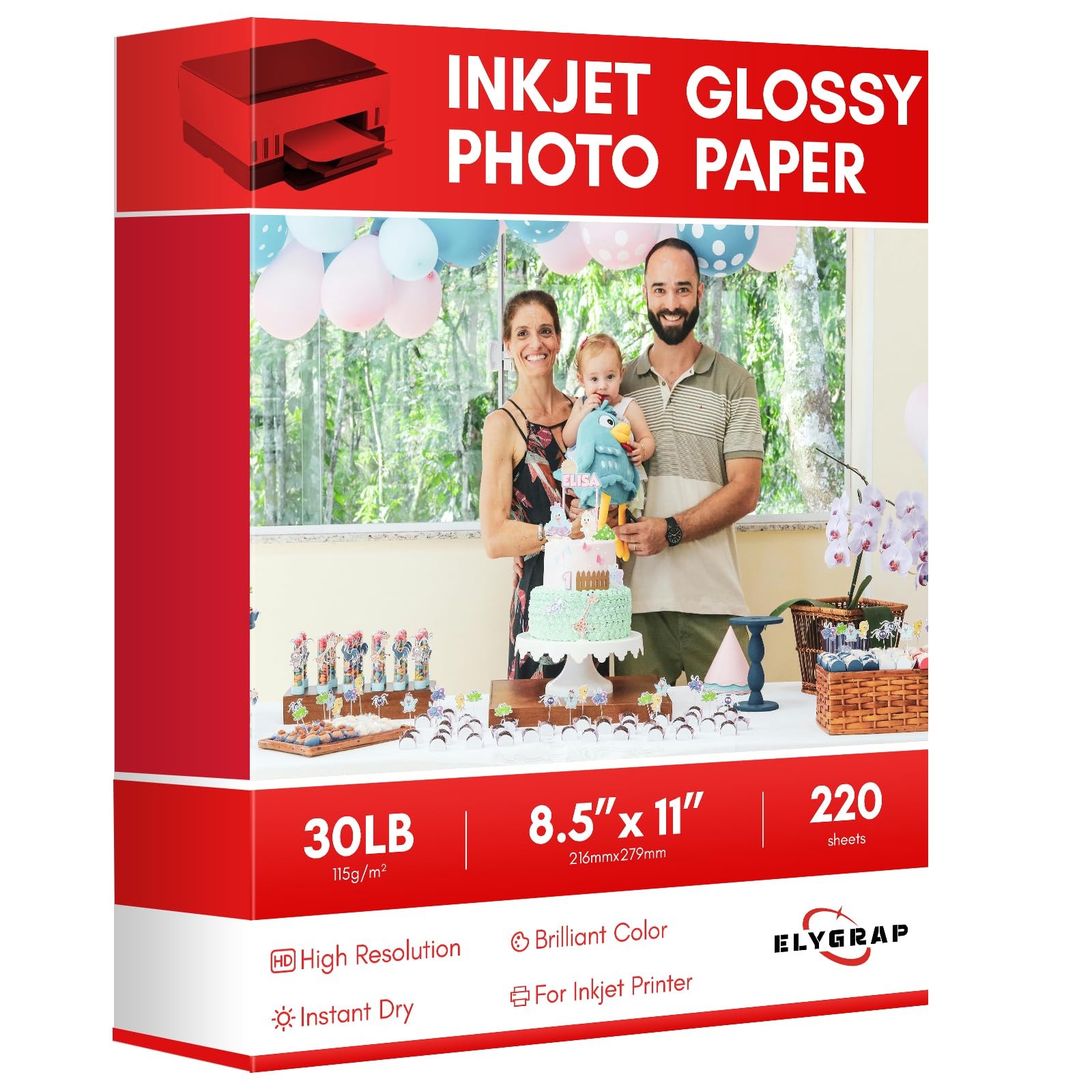 220 Sheets Glossy Thin Inkjet Printer Photo Paper Dye Ink 115gsm 8.5x11 Inch