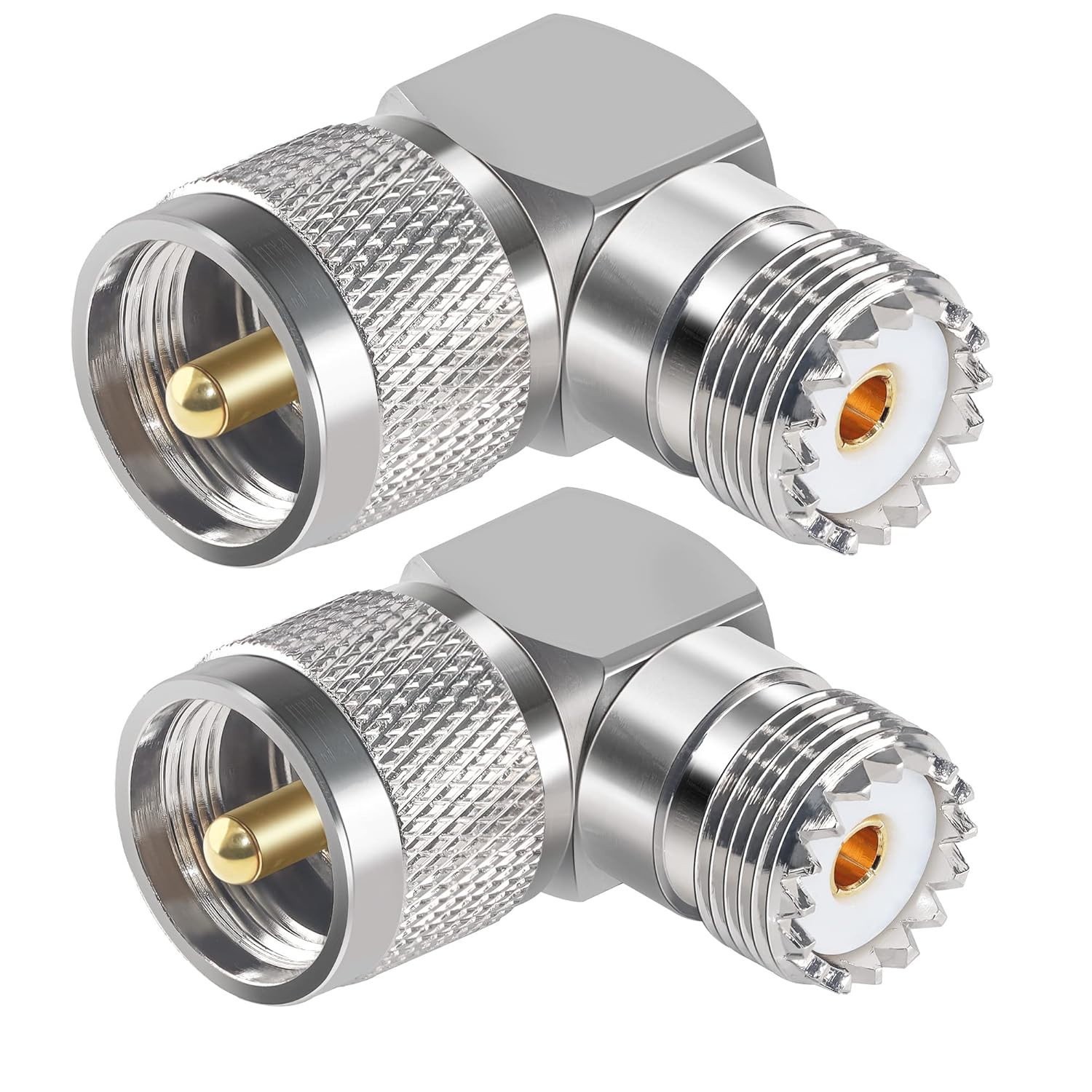 UHF PL259 Right Angle 90 Degree Coax Adapter, SO239 Male to Female PL259