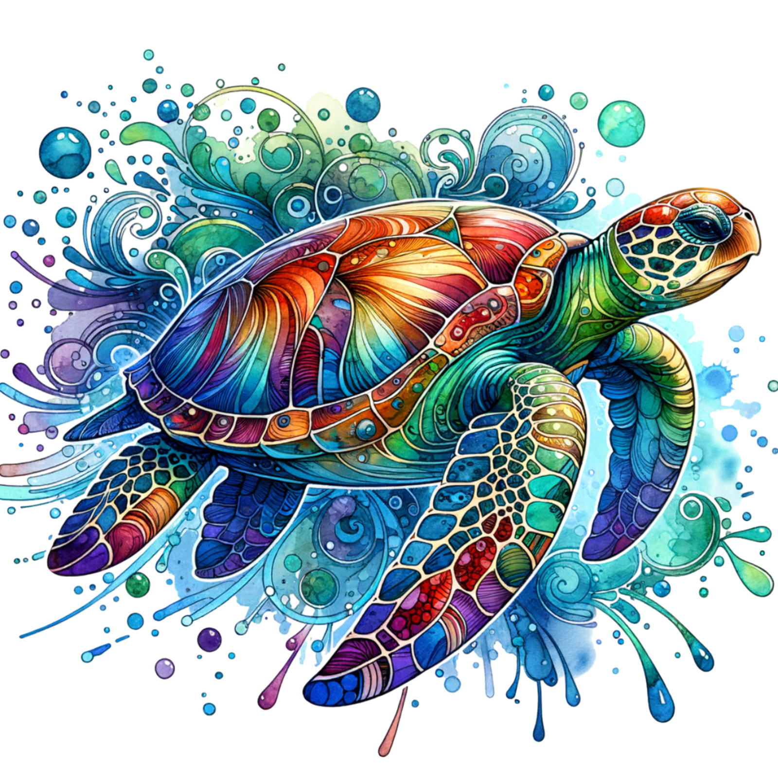 Barrier Reef Sea Turtle Mouse Pad Painting Art 7 3/4 x 9"