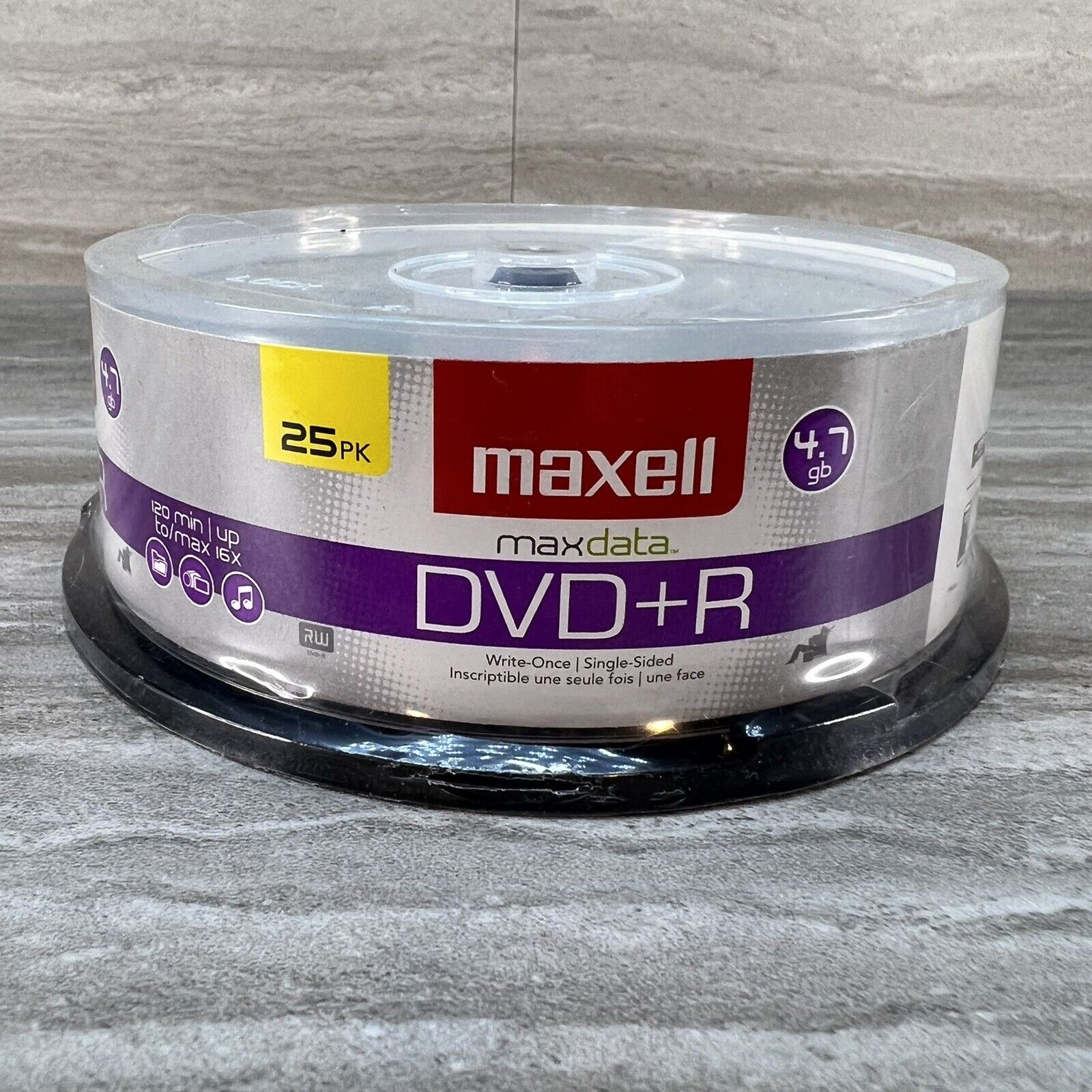 MAXELL DVD-R 25-pk 1X - 16X Write Speed Write-Once 4.7GB 120 Minute Sealed Pkg