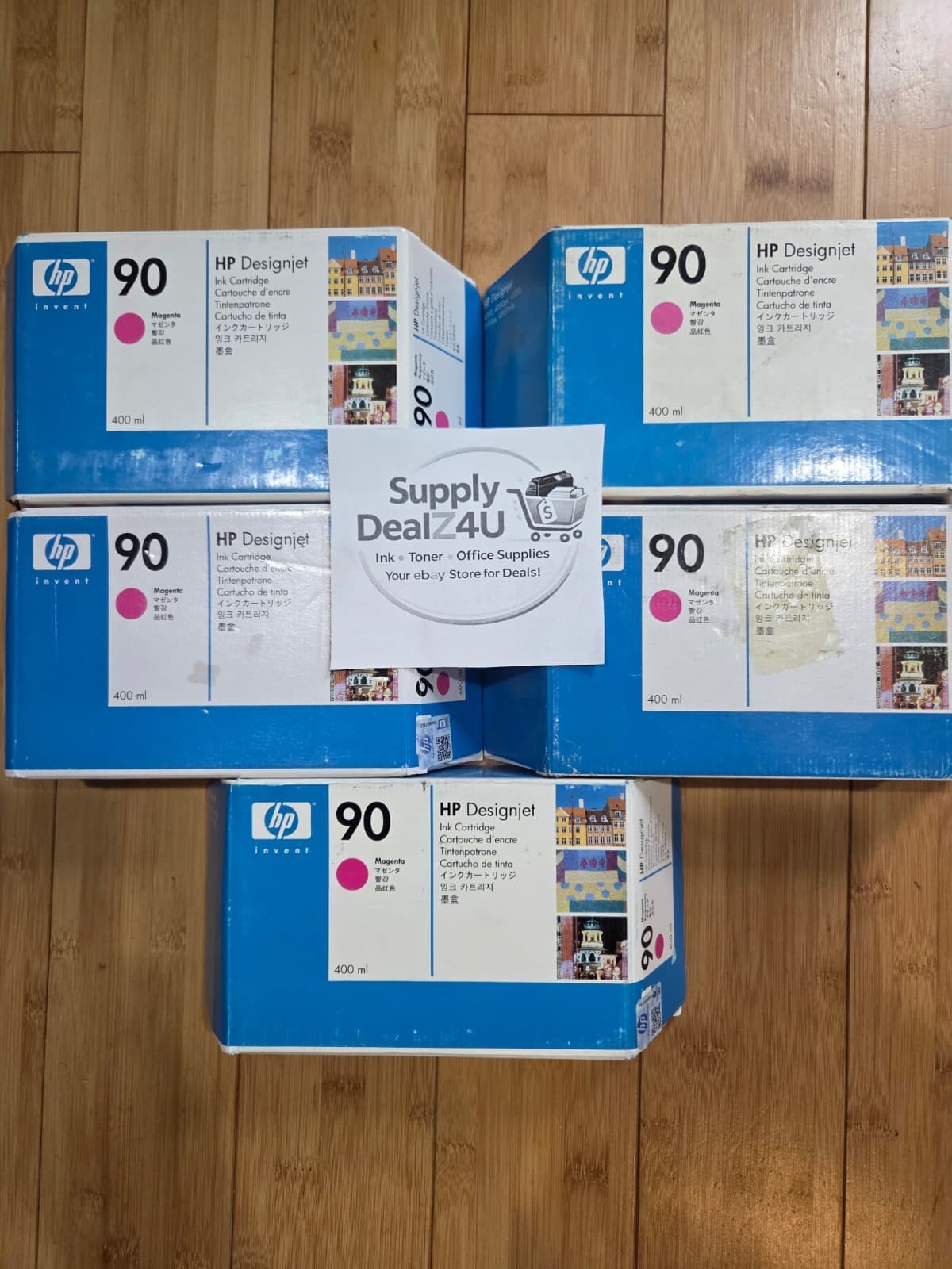 Lot of 5 HP 90 Magenta C5063A OEM DesignJet Ink Factory Sealed Boxes NEW