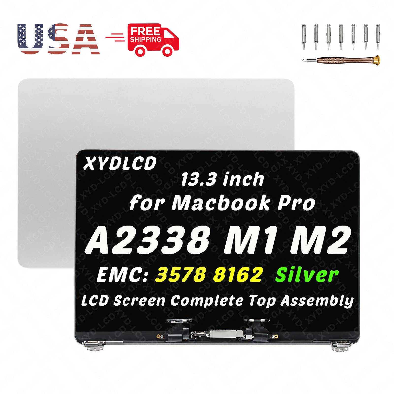 OEM for Apple Macbook Pro 13.3" M1 2020 A2338 EMC 3578 LCD Screen Display Silver