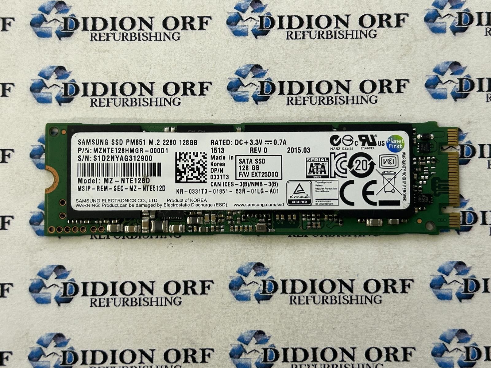 SAMSUNG PM851 128GB M.2 SATA 2280 SSD MZ-NTE128D, Grade A+, SKU 26614