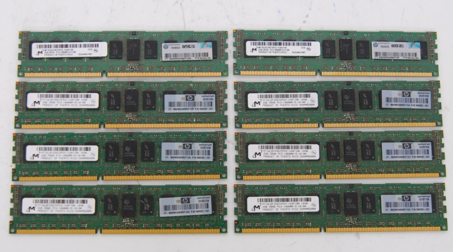 Micron 16GB (8x2GB) MT18JSF25672PDZ-1G4F1BA 2GB 2Rx8 PC3-10600R (500202-061)