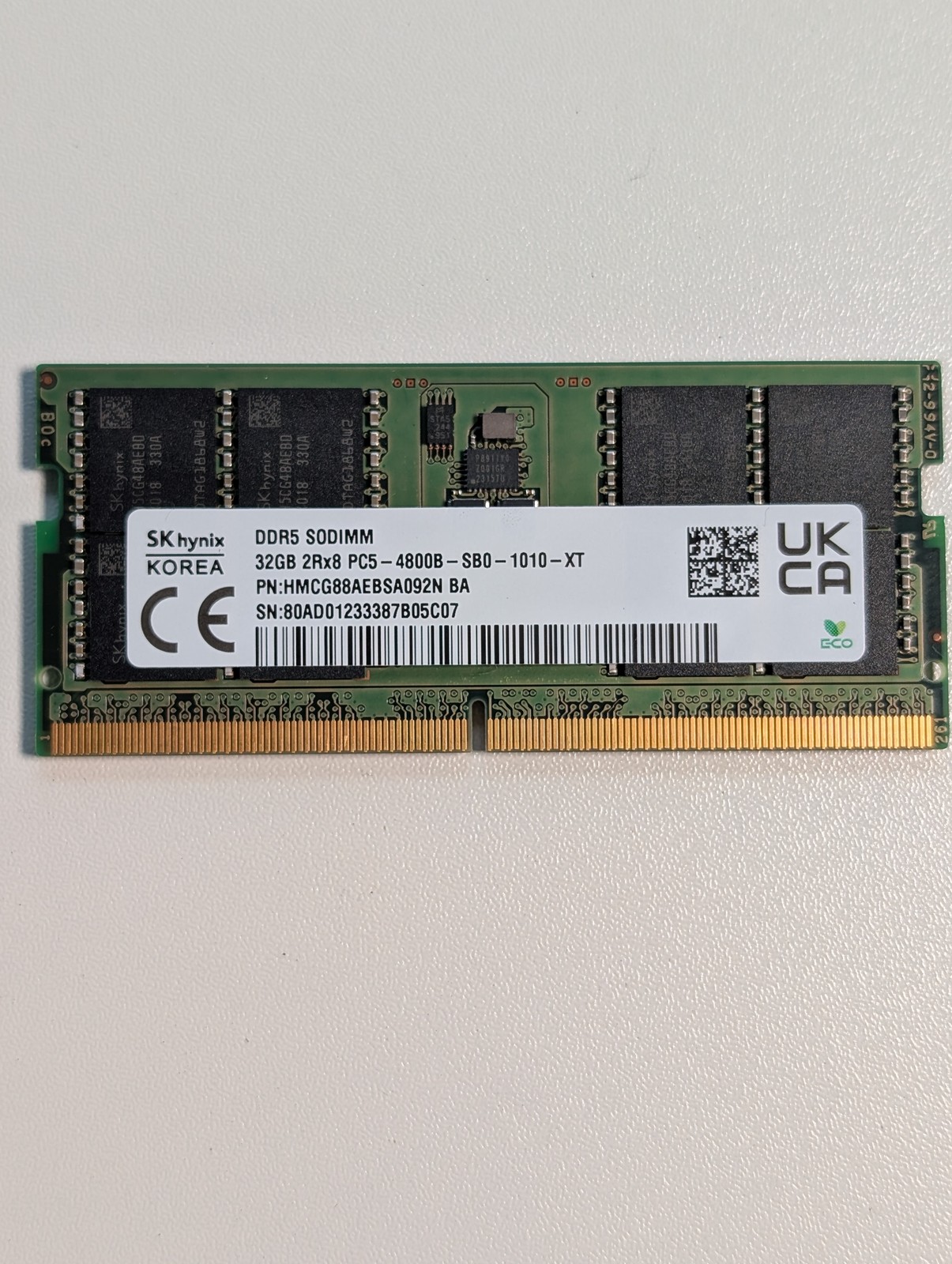 SK Hynix 32GB 1x32GB DDR5 4800 CL40 SODIMM HMCG88AEBSA092N HP N05331-001