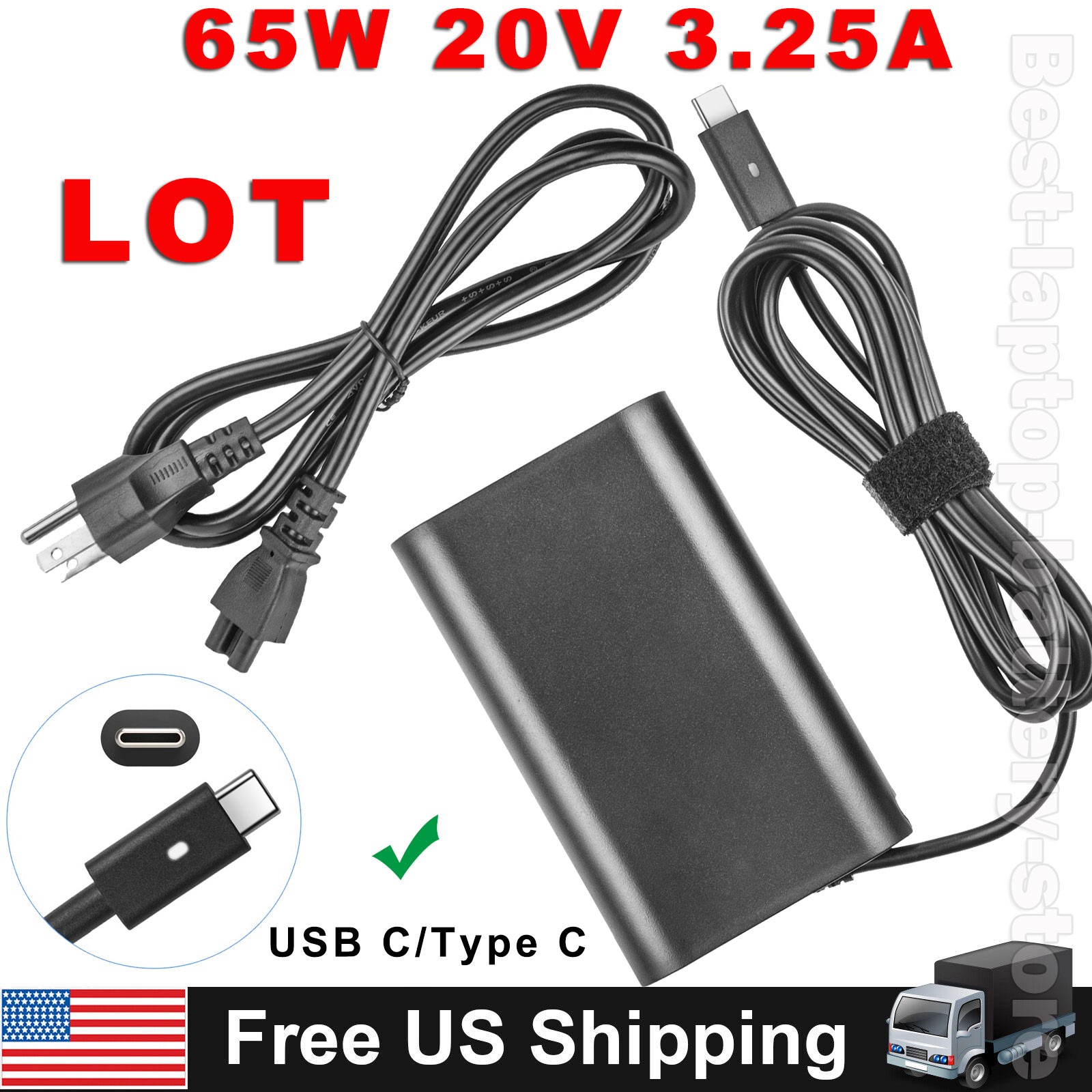 LOT 65W USB C Charger for Dell Latitude 5420 7410 7420 7400 5520 7320 5320 5300