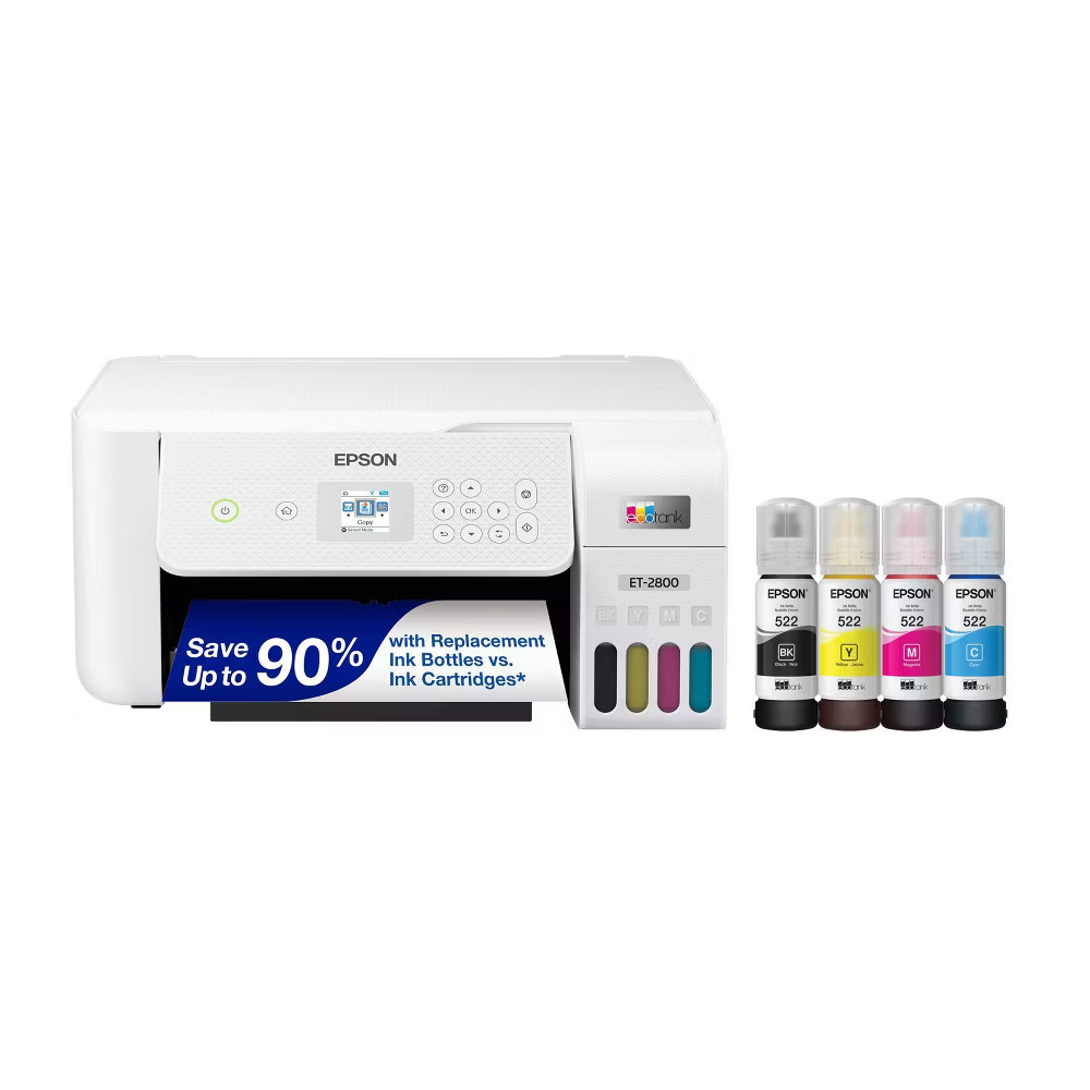 Epson EcoTank ET-2800 Wireless Color All-in-One Supertank Printer Bundle Wi-Fi
