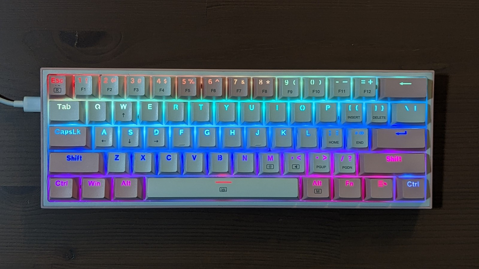 Redragon K617 60% RGB Wired Mechanical Gaming Keyboard - Pink with Cable