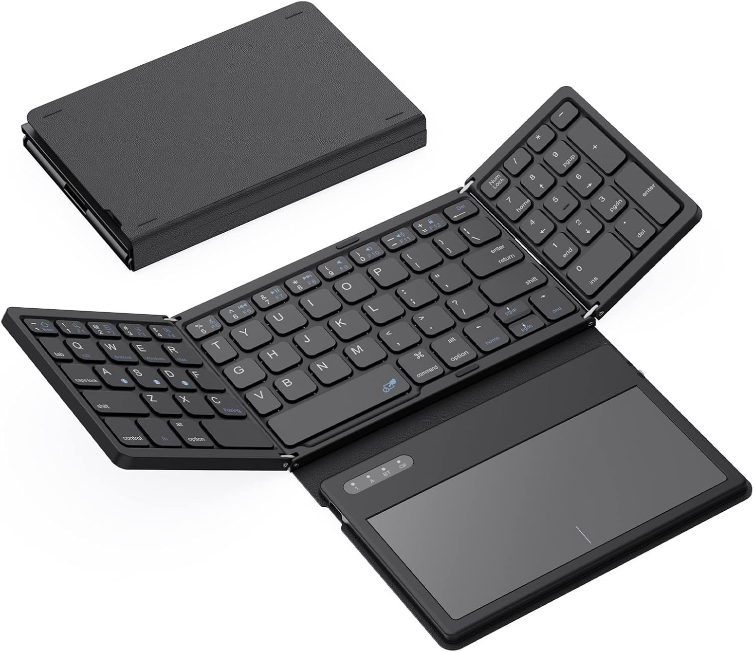 GEODMAER Foldable Bluetooth Keyboard, Portable Full Size Folding Keyboard with L