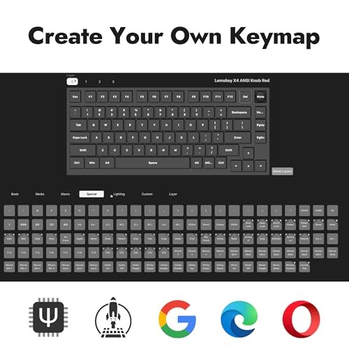 LEMOKEY X4 QMK WIRED MECHANICAL KEYBOARD, 75% LAYOUT SOUTH-FACING -