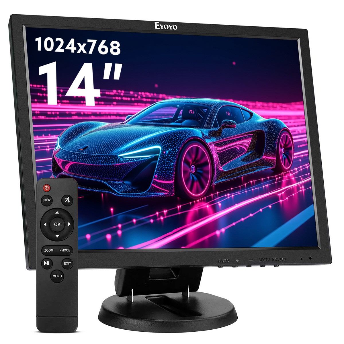 14 in LCD 1024x768 Security Display 300cd/m² HDMI fr CCTV Systems BNC/HDMI/VGA