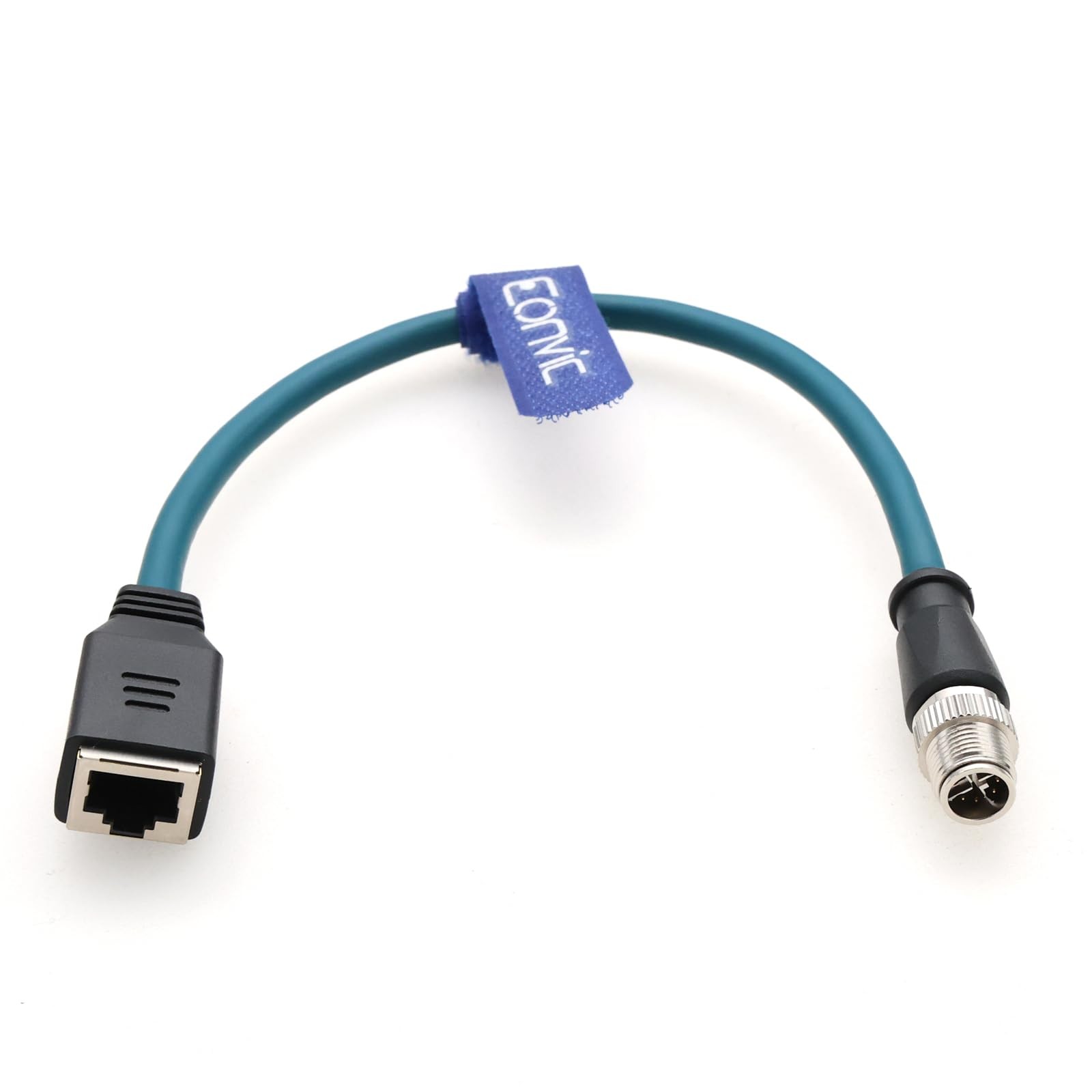 Industrial M12 8Pin Male XCode To RJ45 Female Cat6 Gigabit Cable Blue 30cm