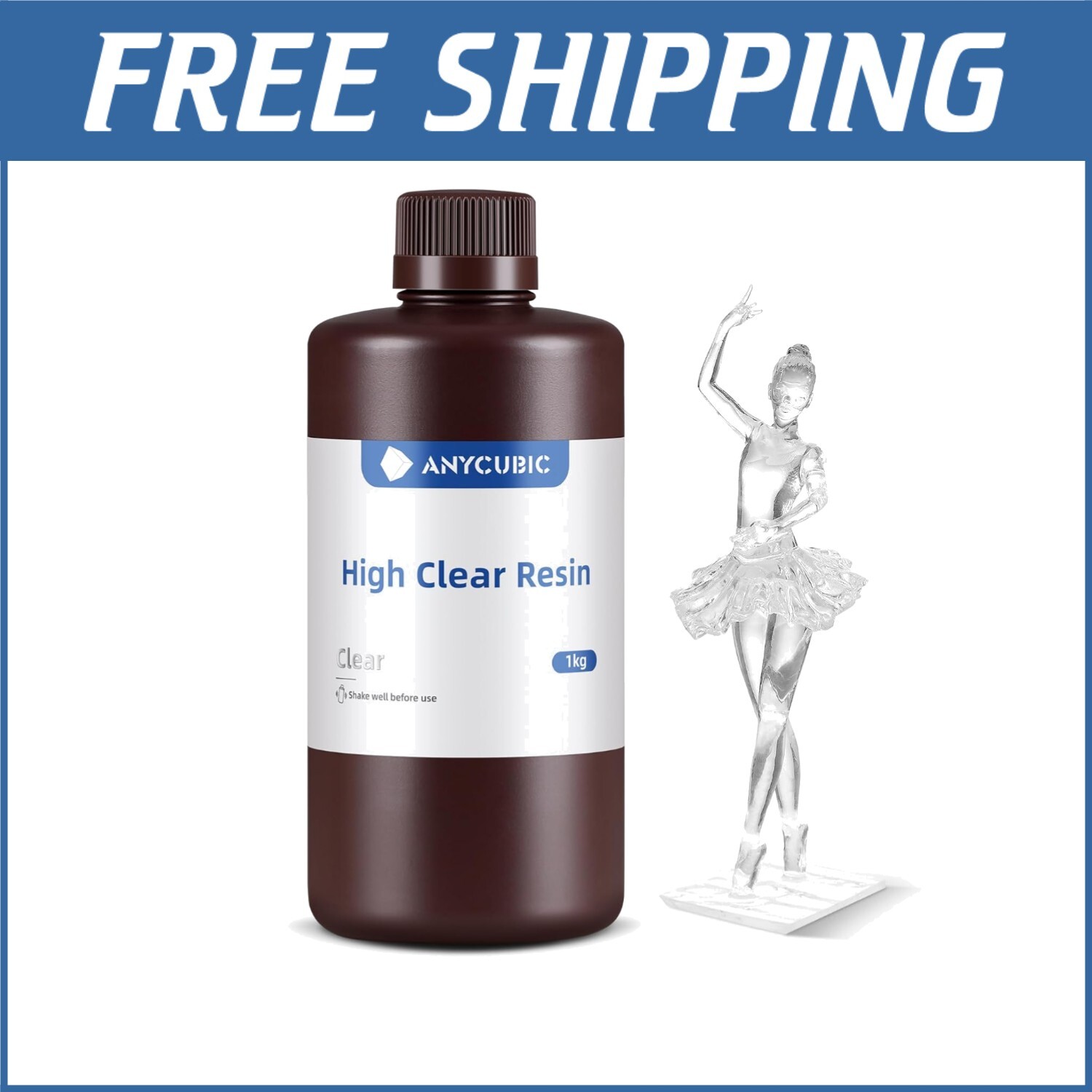 1kg High Clear Resin for 3D Printers - Exceptional Clarity, Toughness & Low Odor