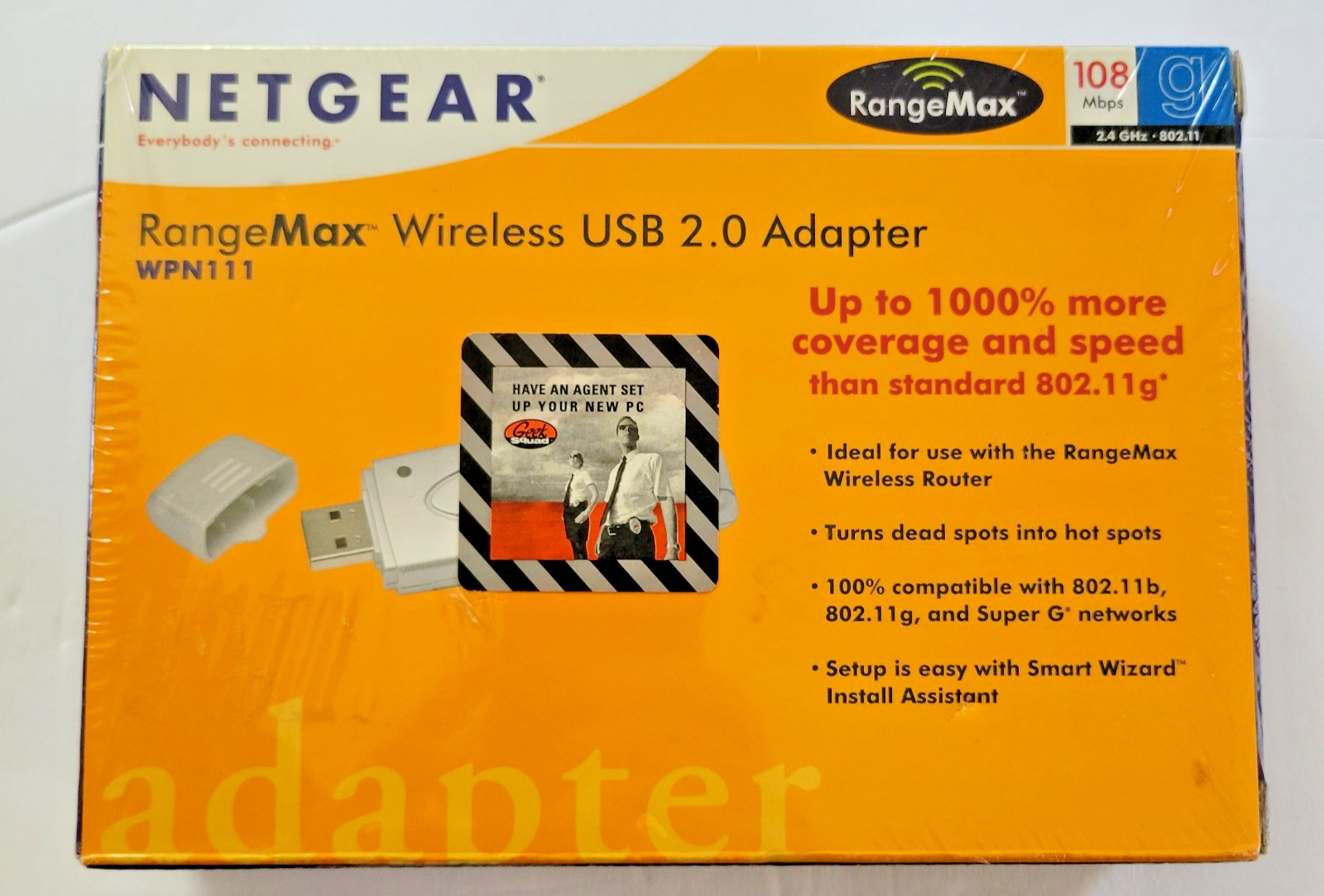 NETGEAR RangeMax WPN111 Wireless USB 2.0 Adapter G 108 MBPS - 802.11g NEW