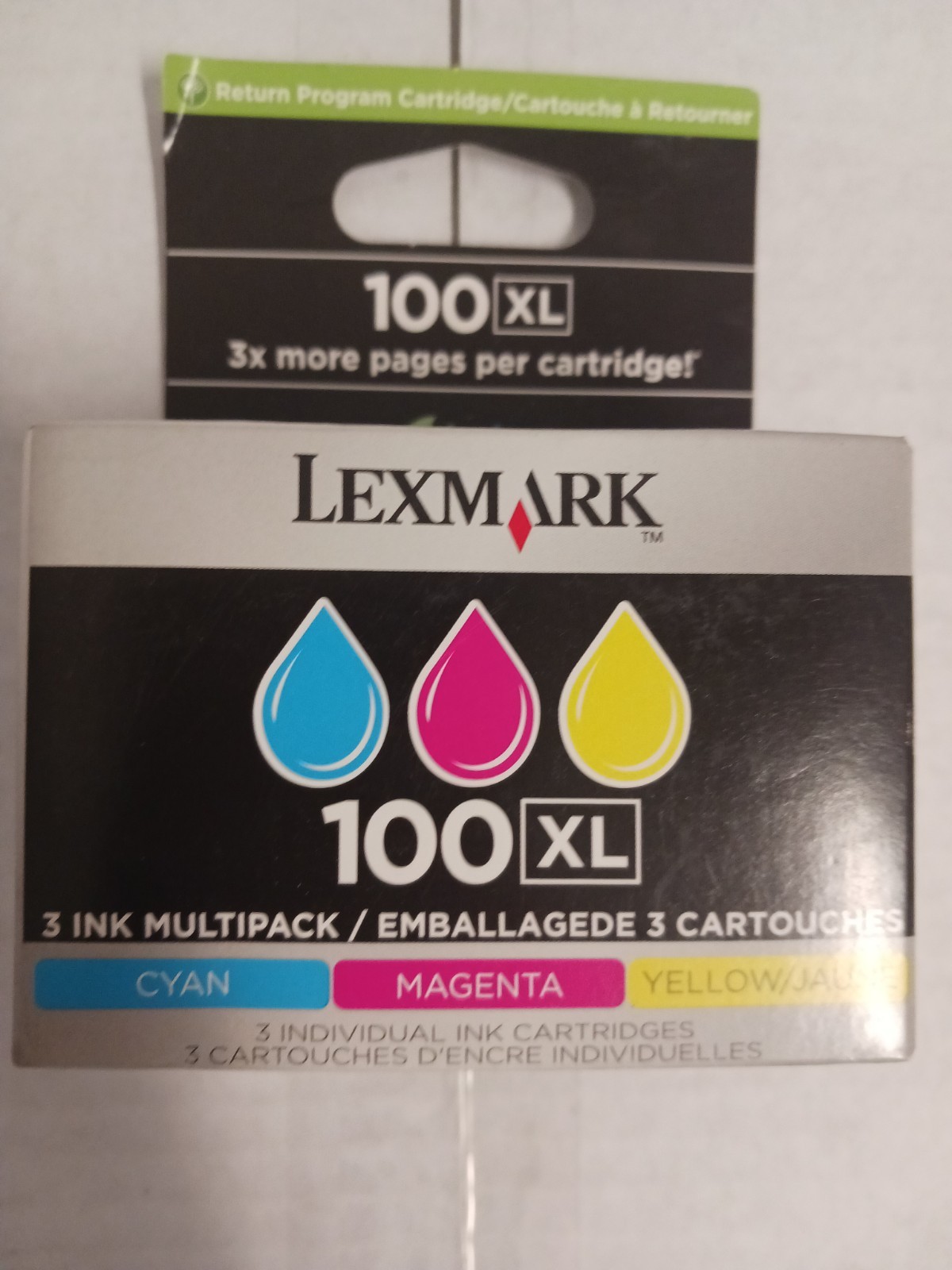 Lexmark 100XL High-Yield Ink Cartridge 3-Pack Cyan Magenta Yellow 14N0684 Sealed