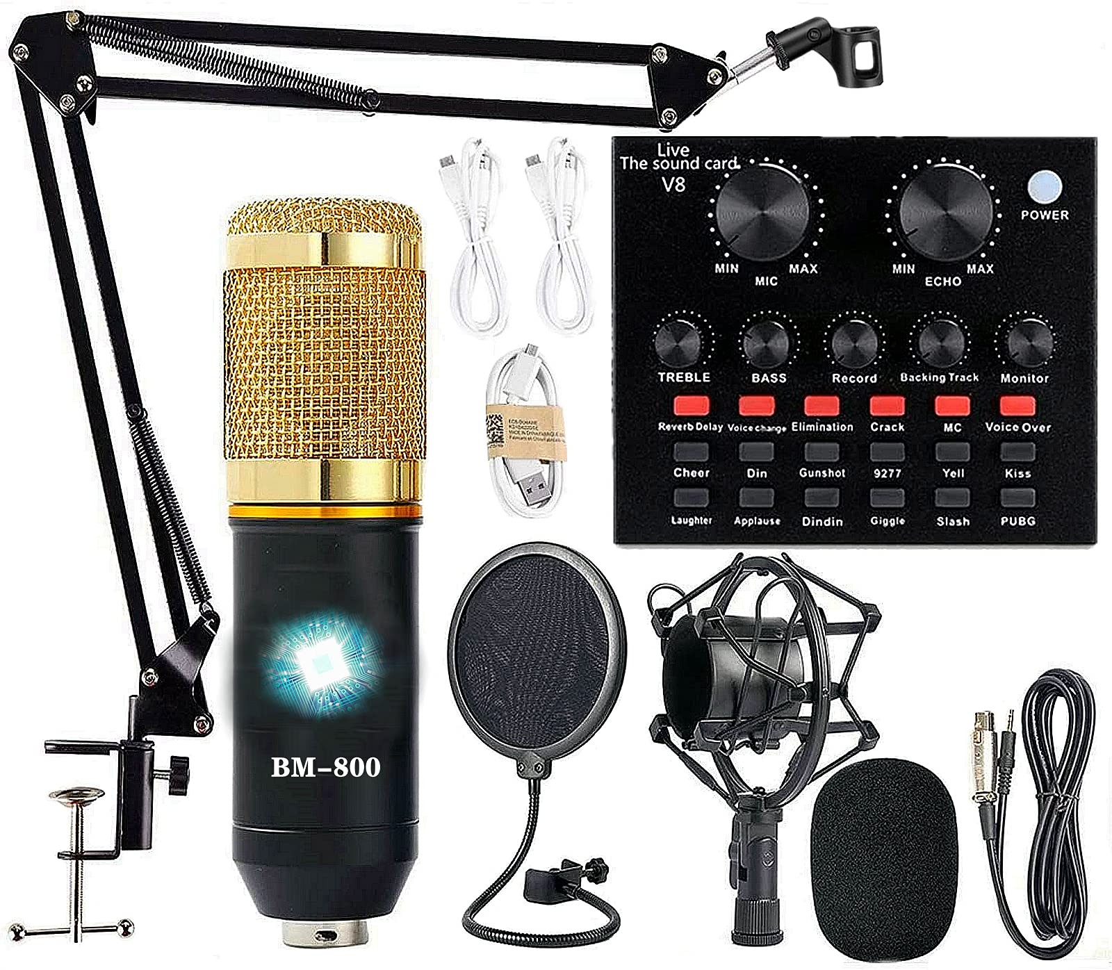 Podcast Equipment Bundle BM-800 Microphone Live Sound Card Audio Interface
