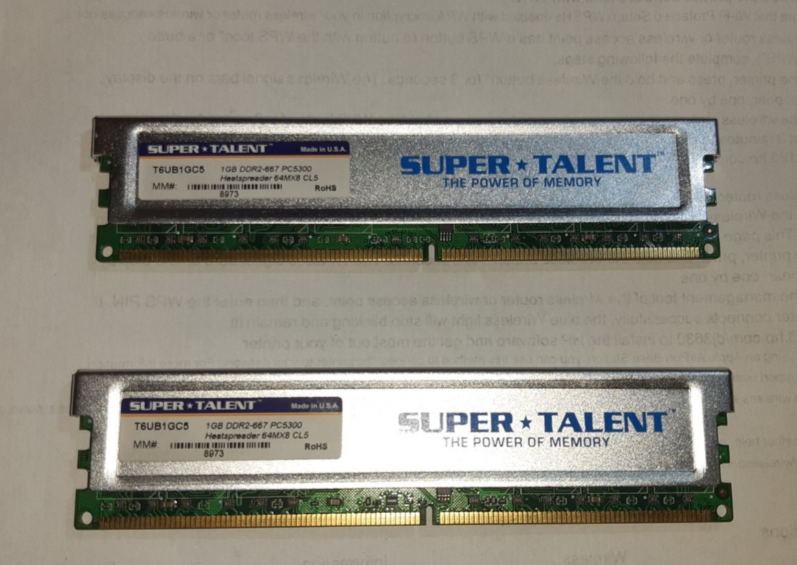 2 GB 2x1 GB Super Talent  T6UB1GC5