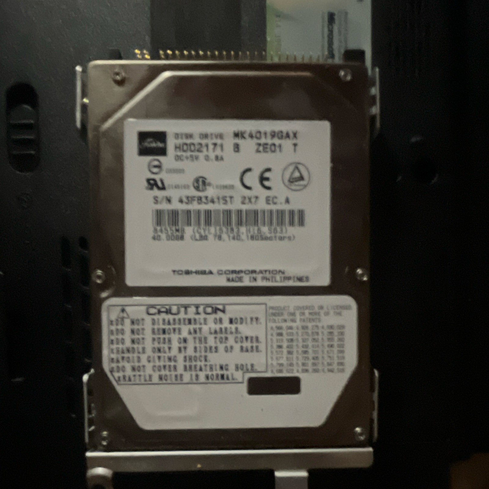Toshiba MK4019GAX 40GB 2.5in PATA/IDE 4200RPM 2MB Internal Laptop HDD