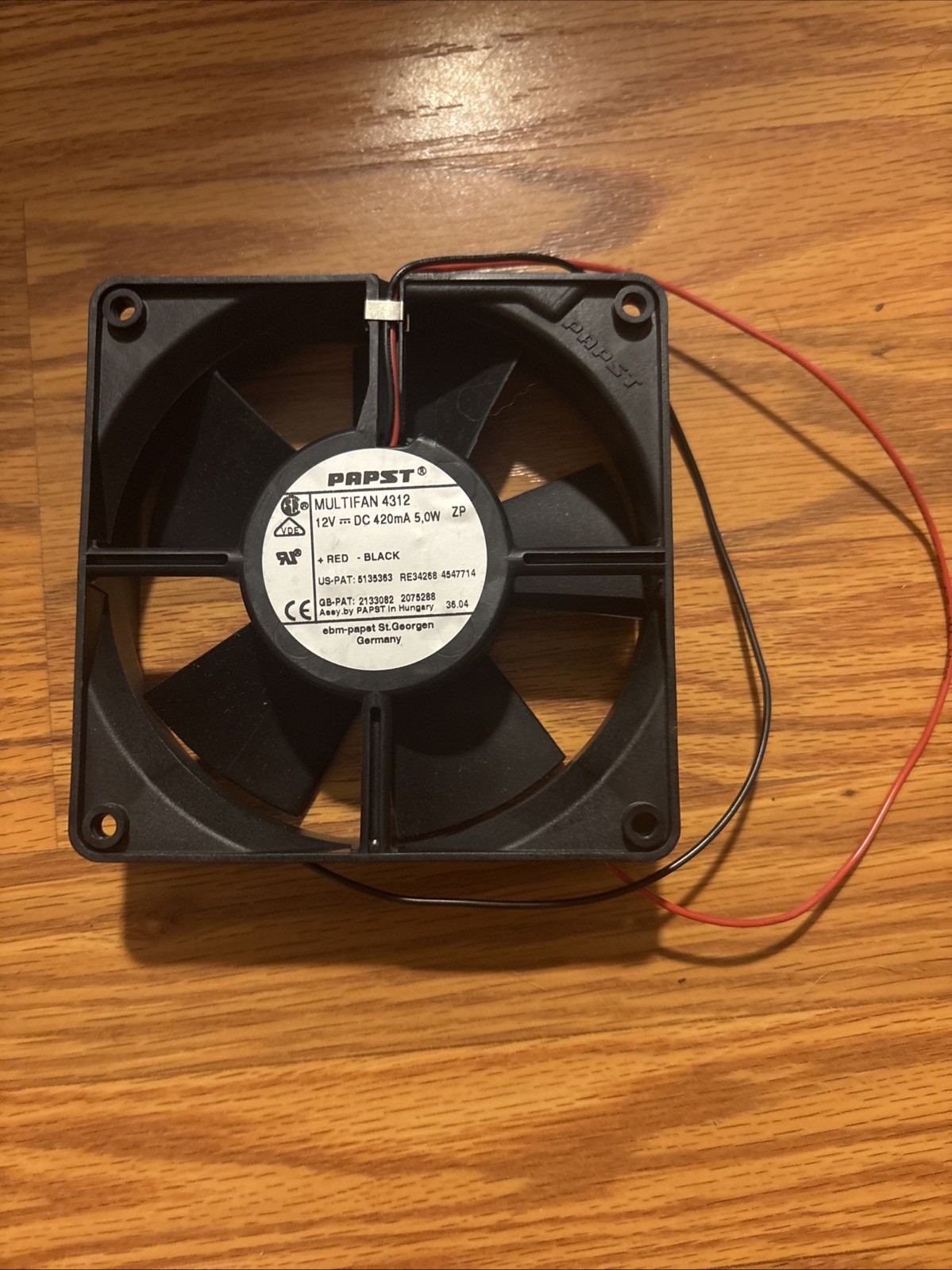 Papst MULTIFAN 4312 Fan 12v 420mA 5 W Red And Black Germany