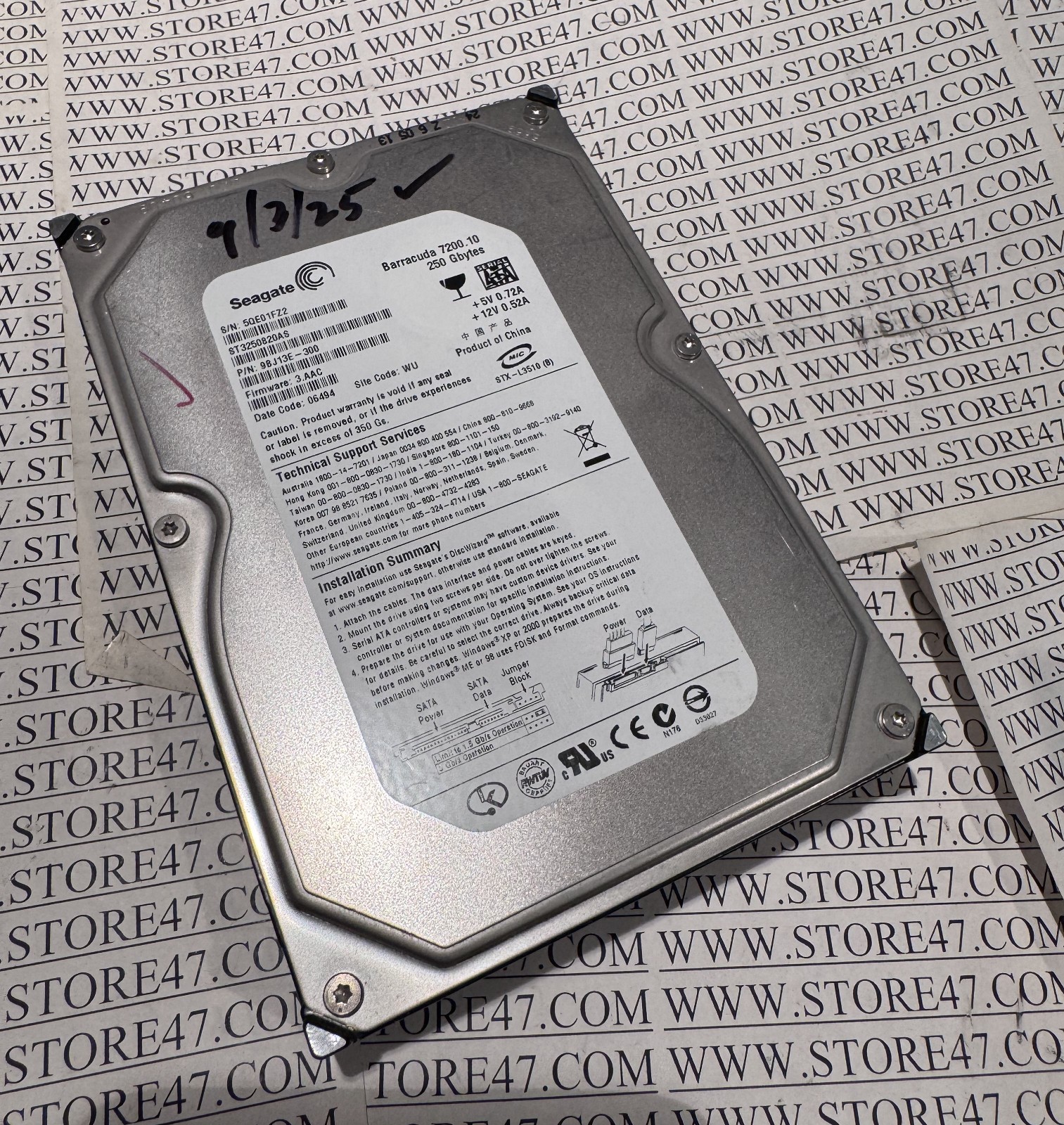 Seagate Barracuda 250gb SATA  ST3250820AS  3.AAC  9BJ13E-300