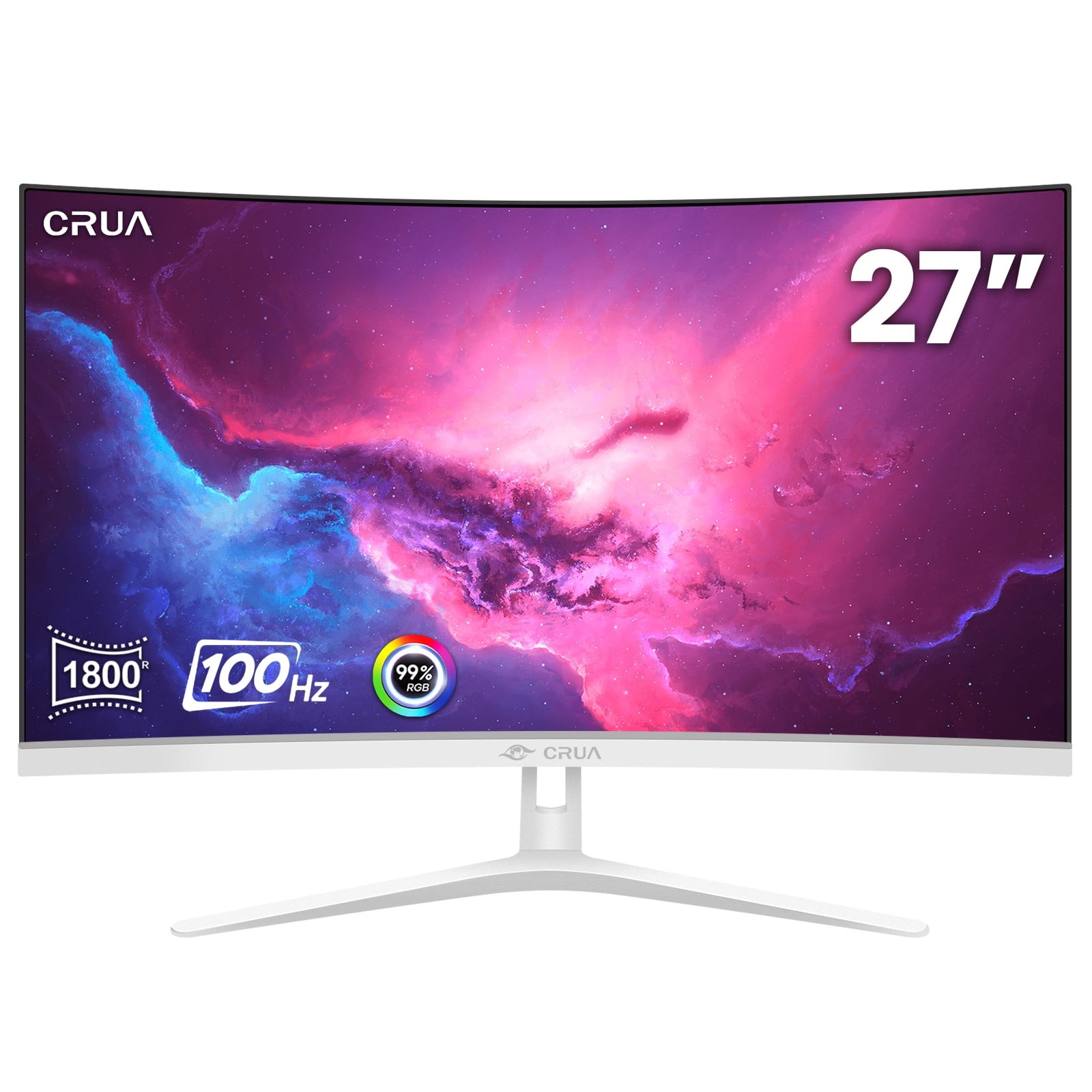 CRUA CR270QB 27 Inch FHD 100Hz Curved Monitor, 1080P 1800R 99% sRGB PC Computer