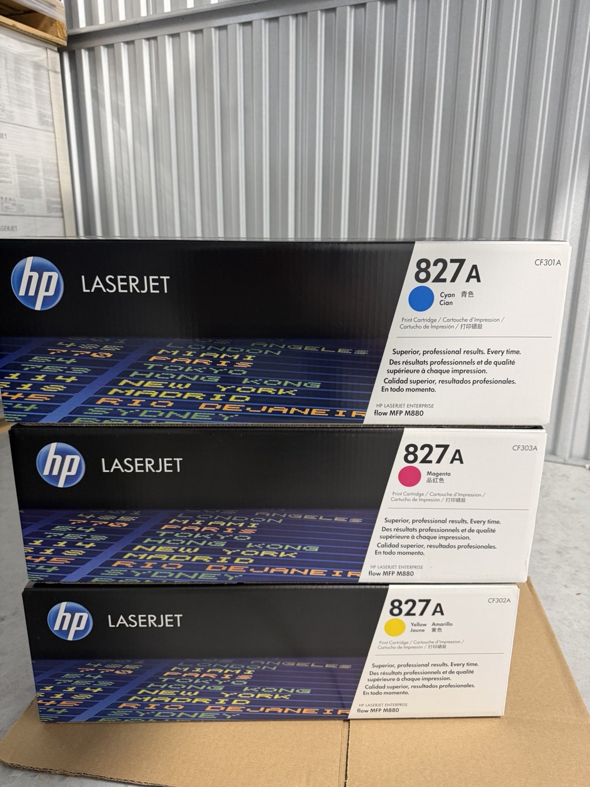 HP 827A SET Of  Cyan/Magenta/Yellow– CF301A – CF302A-CF303A OEM Sealed