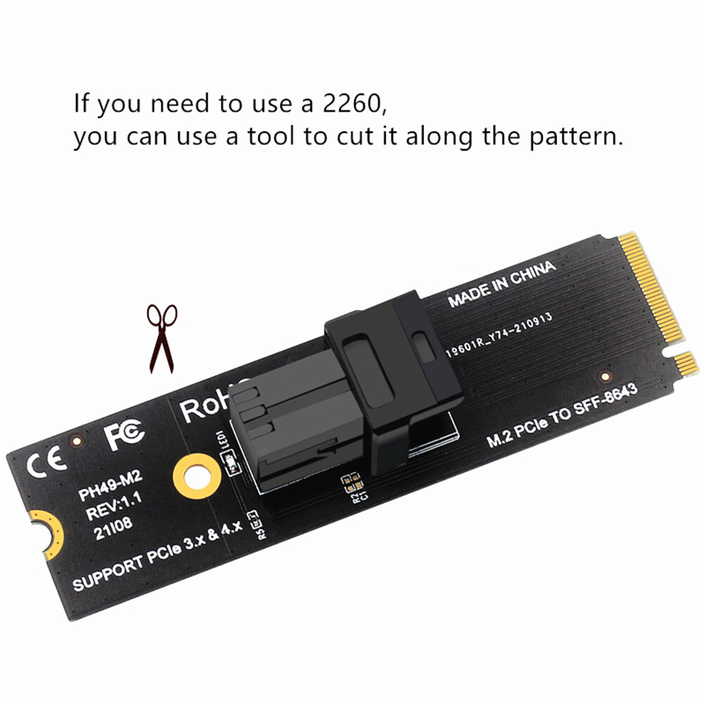 1PC M.2 NVME NGFF M-key Pcie 4.0 To SFF8643 U.2 Transfer SSD Adapter Card