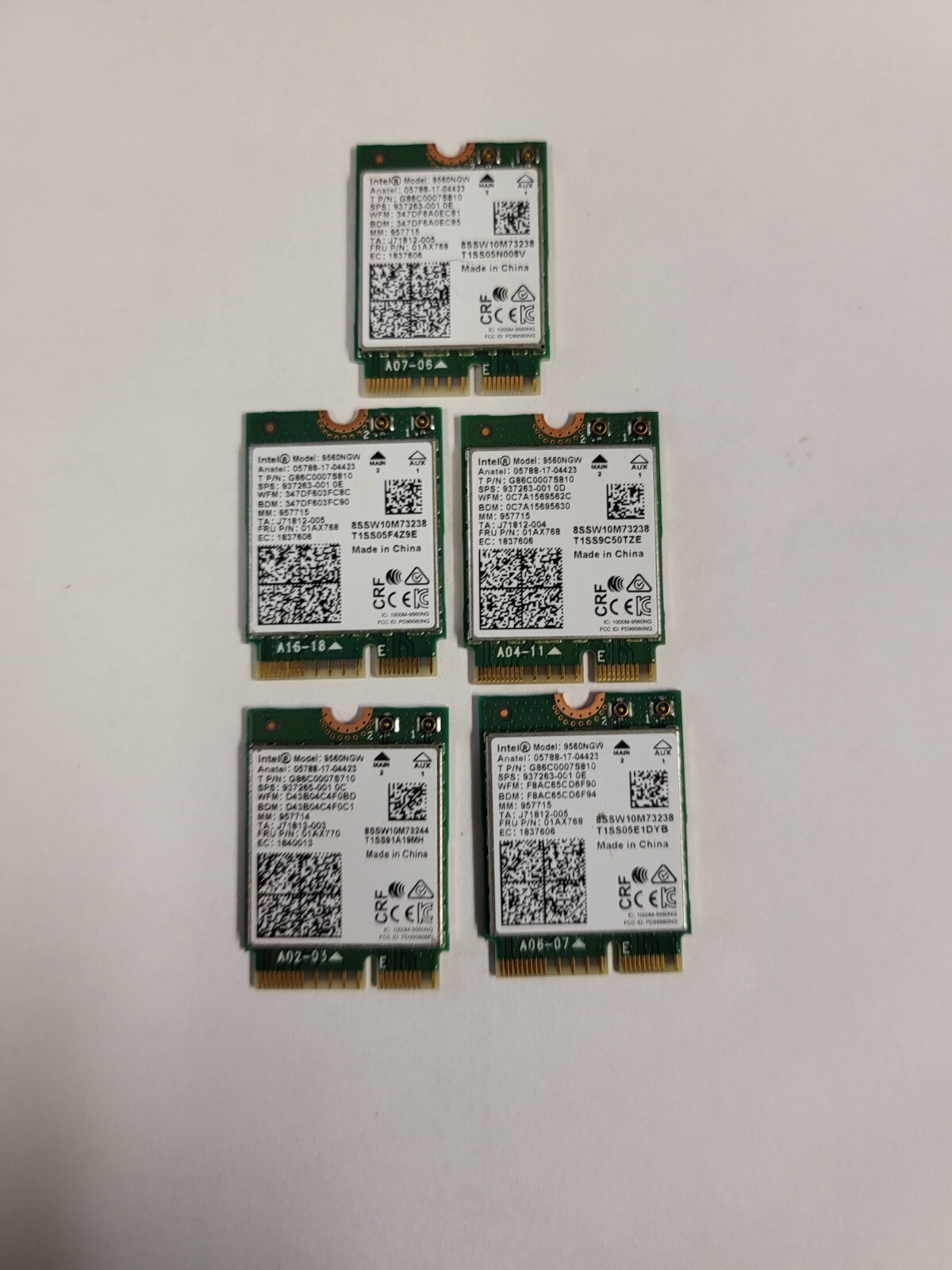 Wireless 9560 Intel 9560NGW 802.11ac NGFF WiFi Bluetooth FRU 01AX768 LOT OF 5