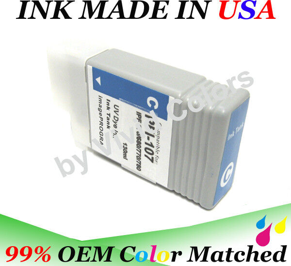 Wide Format PFI107 Cyan ink Cartridge that fits a Canon image prograf 780