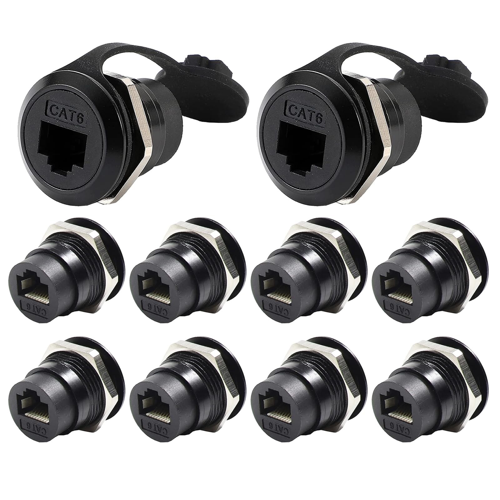 10PCS RJ45 Shielded Panel Mount Connector, CAT6//5e/5 8P8C Ethernet LAN Cable...