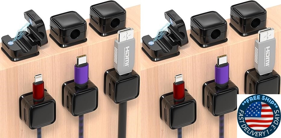 Paquete de 6 organizadores de cables magnéticos, cables adhesivos de fácil.neuvo