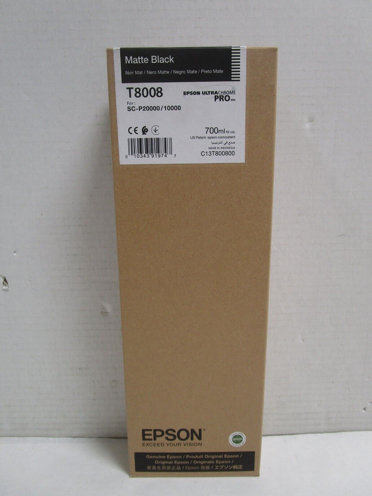 GENUINE EPSON T8008 Matte Black Ink Cartridge 700ml EXP. 06/2024 NEW SHIPS FREE
