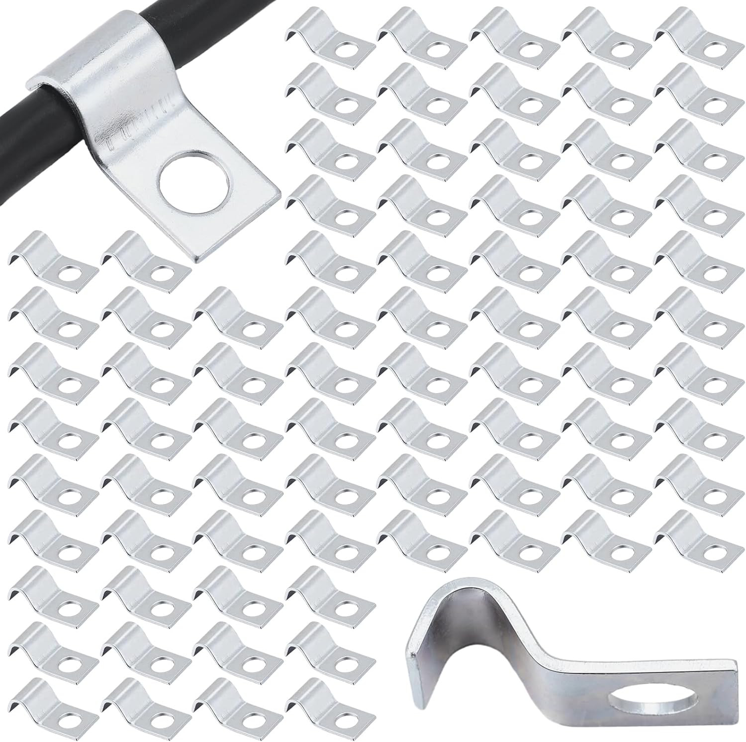 100 Piezas Clips Tornillo Cable 1 4 Pulgadas Zinc Steel Para Exterior Pared