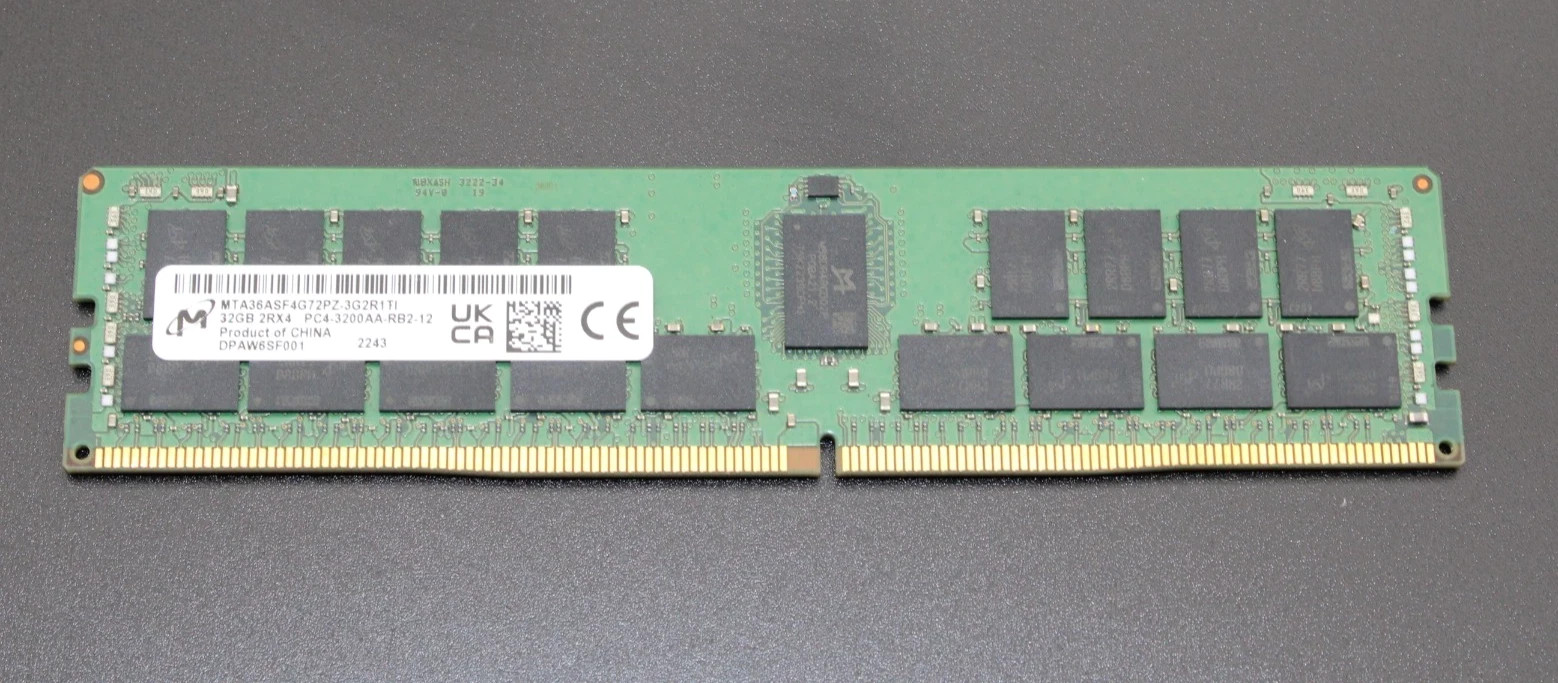 Micron 32GB PC4-3200AA-R 2Rx4 DDR4 ECC REG RDIMM Memory MTA36ASF4G72PZ-3G2R1TI