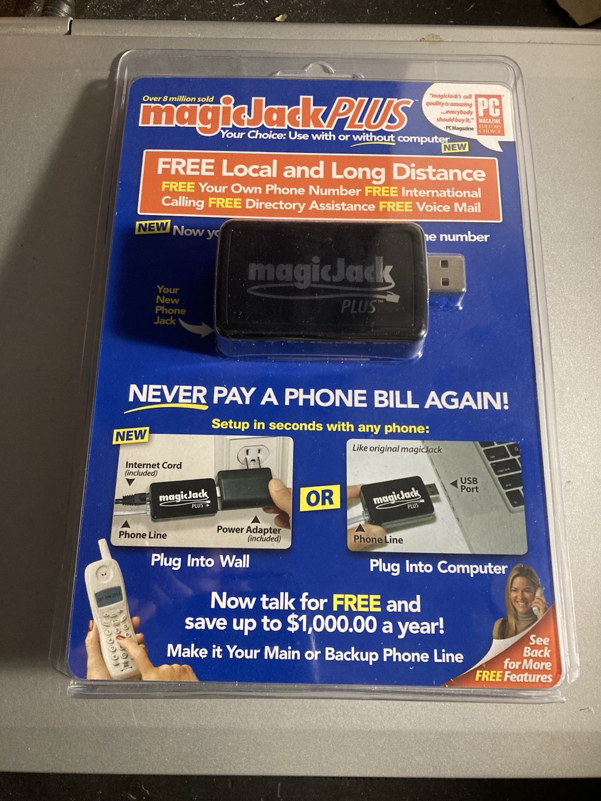 Magic Jack PLUS Local Long Distance Telephone Calling Plug in Wall or Computer