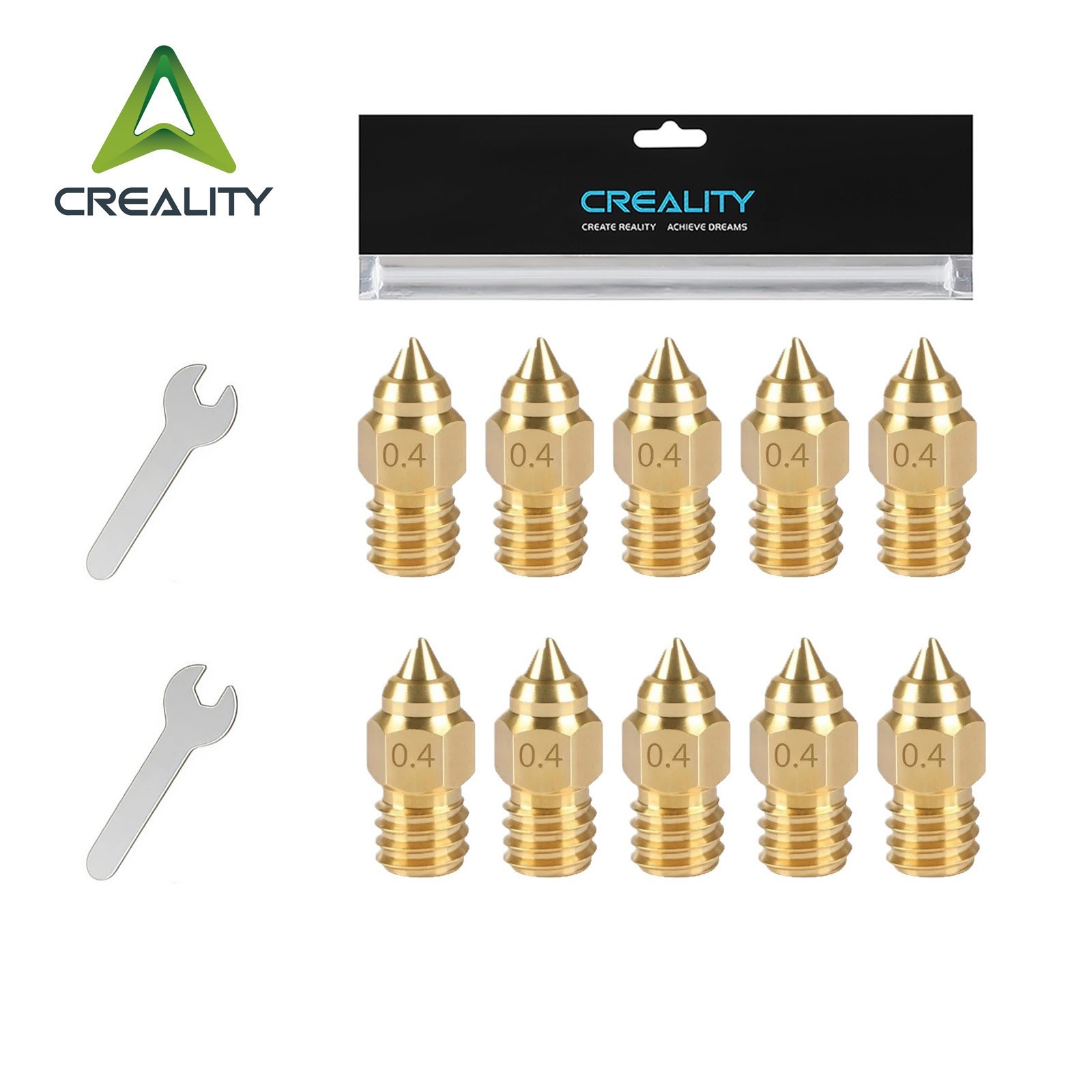 10PCS Hotend Nozzles 0.4mm Official Creality CR-6 SE/Ender-3/Ender-5/Ender-3 S1