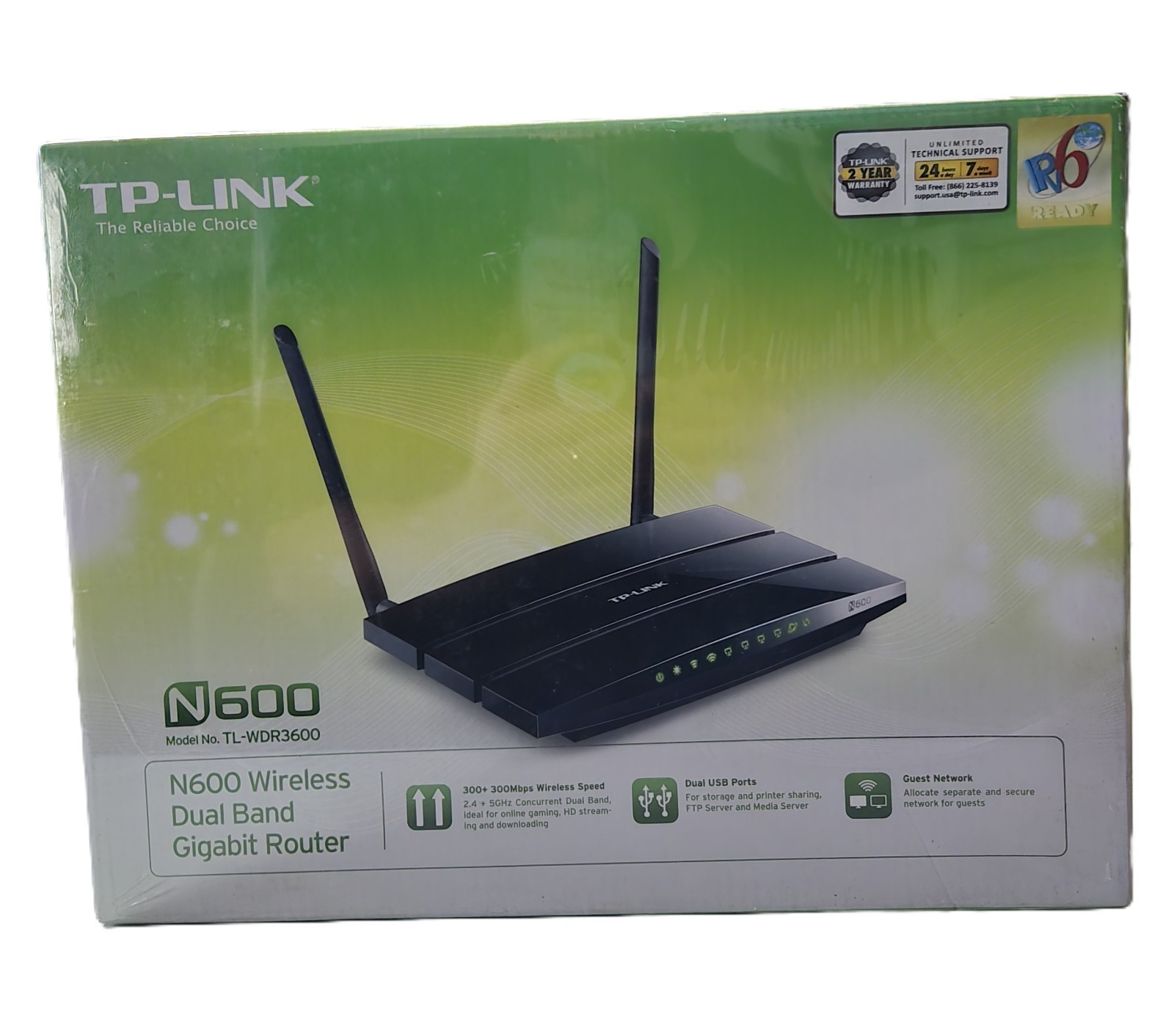 TP-Link Router Black N600 TL-WDR3600 Dual Band Gigabit Wireless 600Mbps USB NEW
