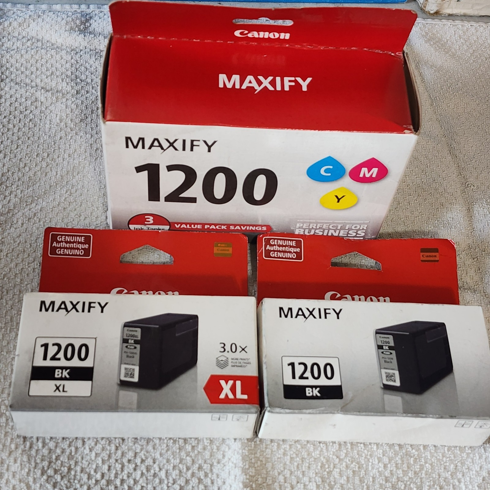 Canon PGI-1200XLBK W/PGI-1200BK W/CLI-1200 CMY Set Of 5 Genuine New Sealed