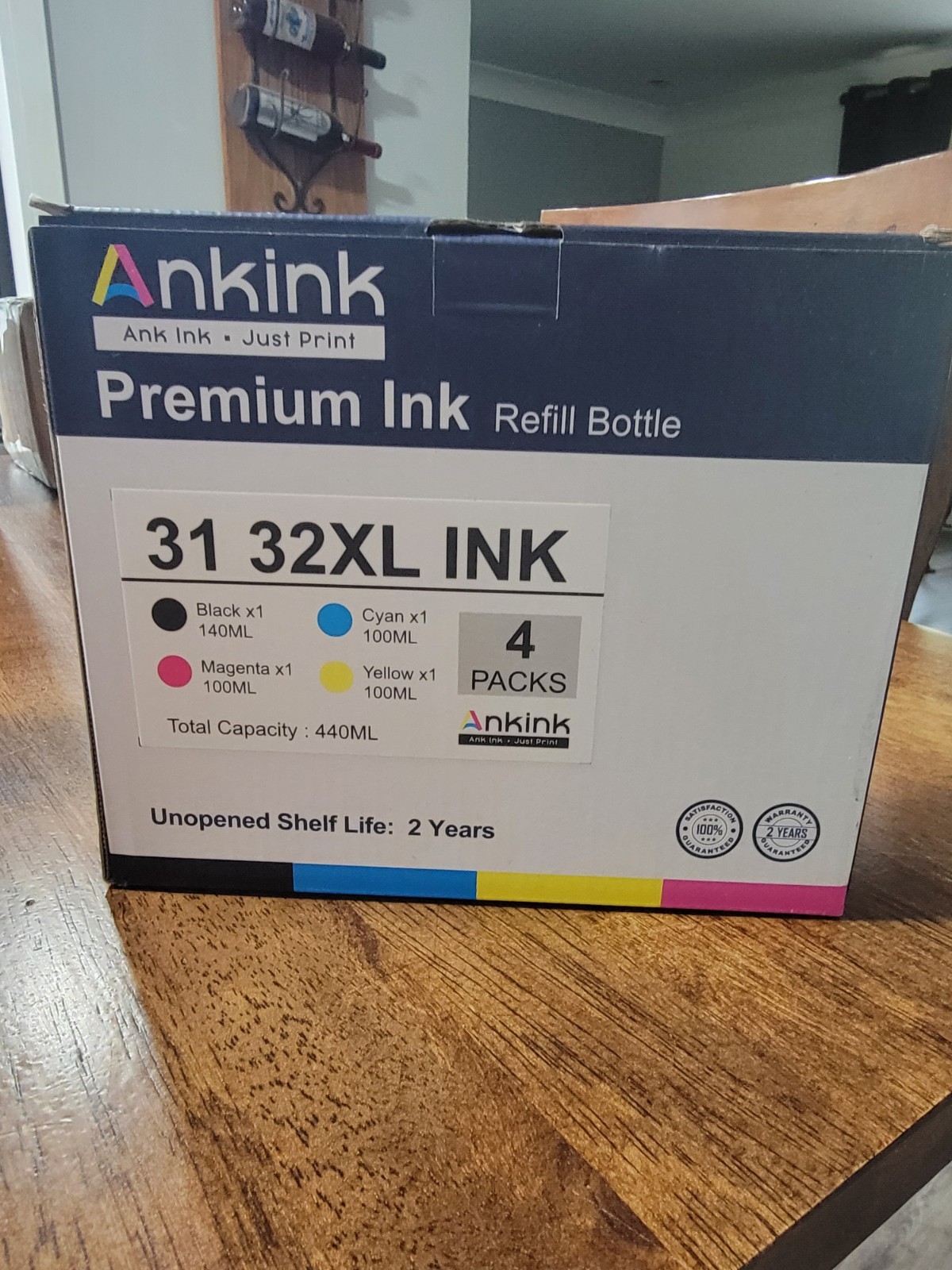 Ankink 31 32XL Inkjet Refill Bottles 4-Pack BK/C/M/Y For Epson 440mL
