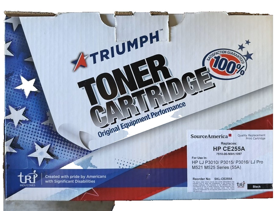 Triumph works with HP 55A CE255A Black Toner Cartridge - Brand New