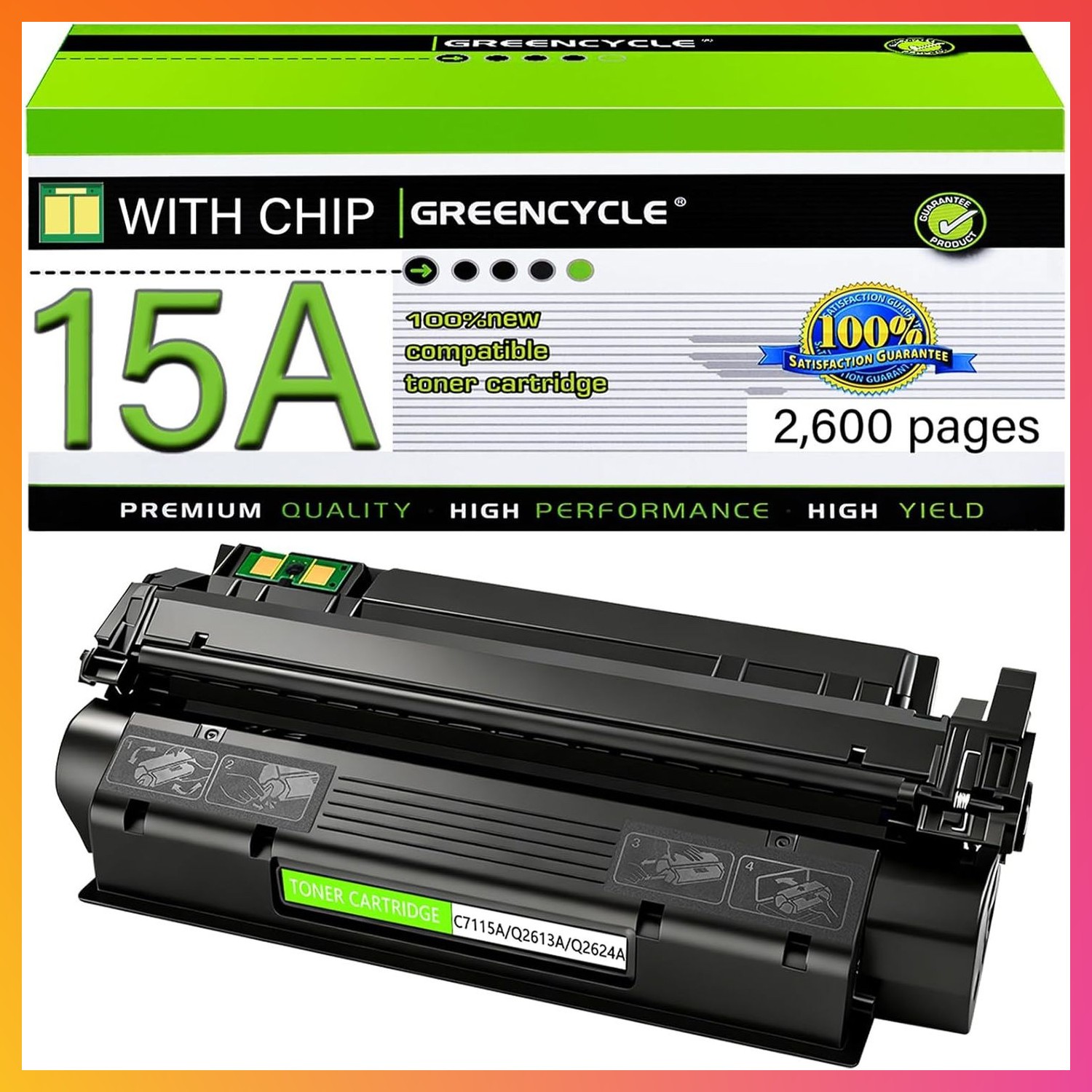 15A Toner Cartridge Compatible for HP 15A C7115A Q2613A 1200 3380 1 Pack