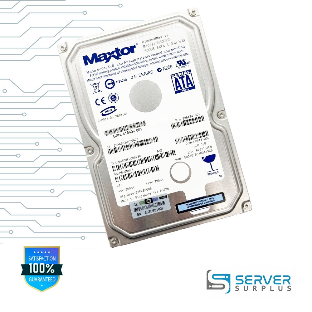 HP DiamondMax 11 500GB SATA 3Gb/s 3.5-Inch Enterprise HDD | 395474-001 | 6H500F0